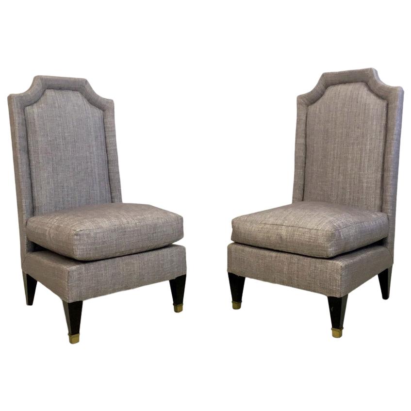 Pair of 1950s French hall chairs in the style of Jean Pascaud
