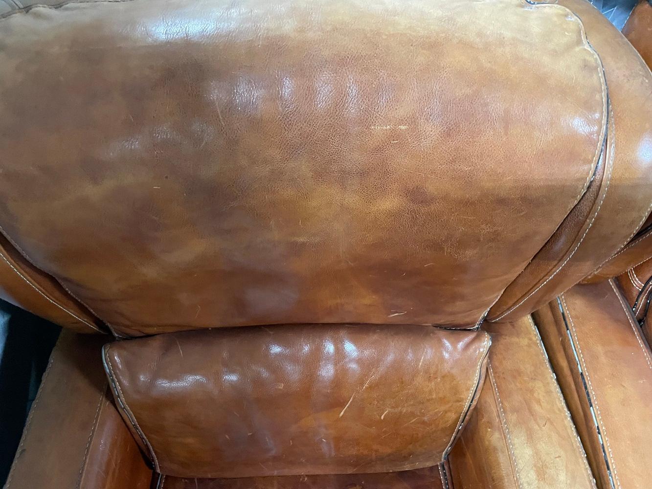 Pair of 1950s French Leather Lounge Chairs For Sale 5