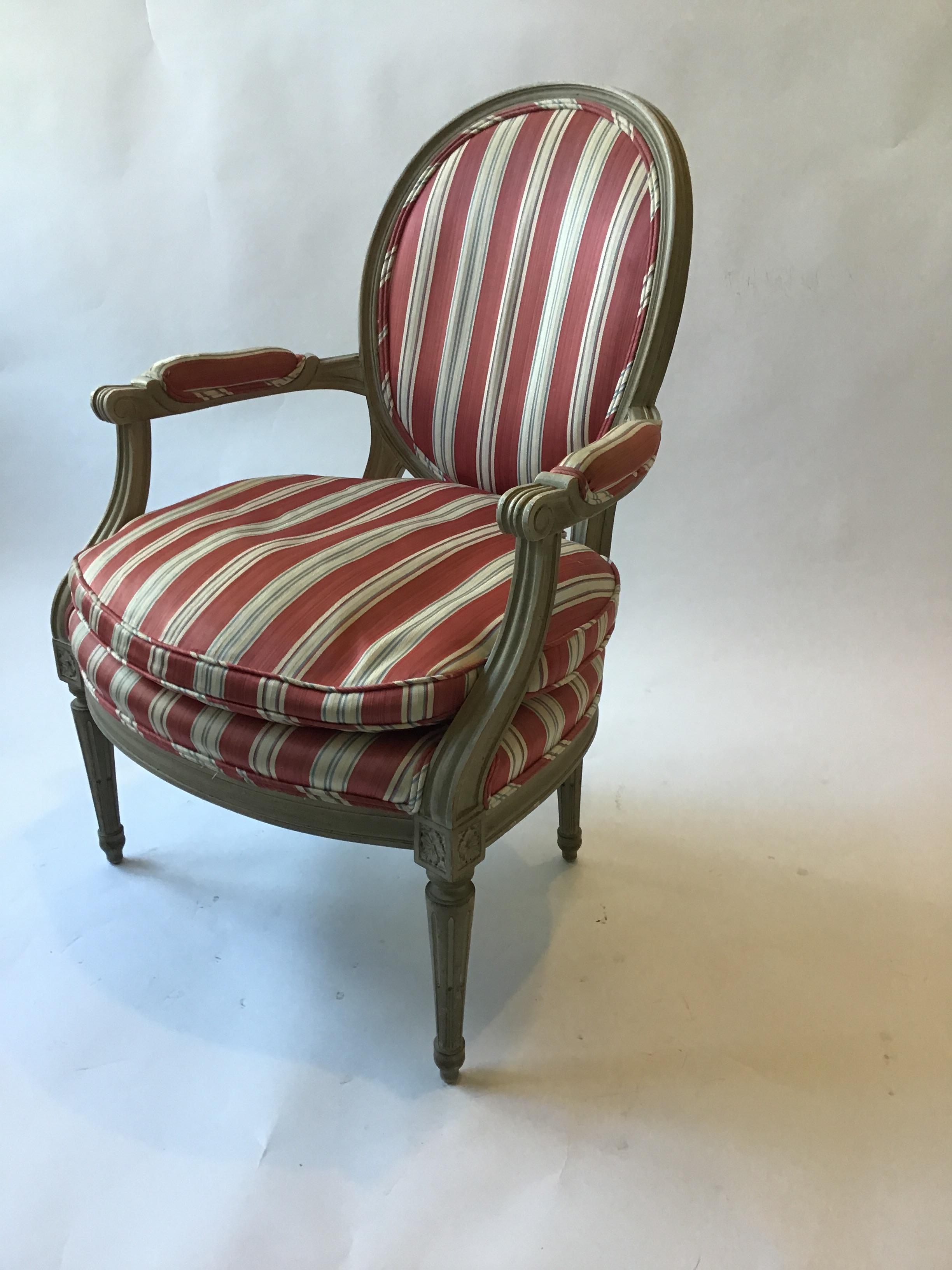 Mid-20th Century Pair of 1950s French Louis XVI Armchairs For Sale