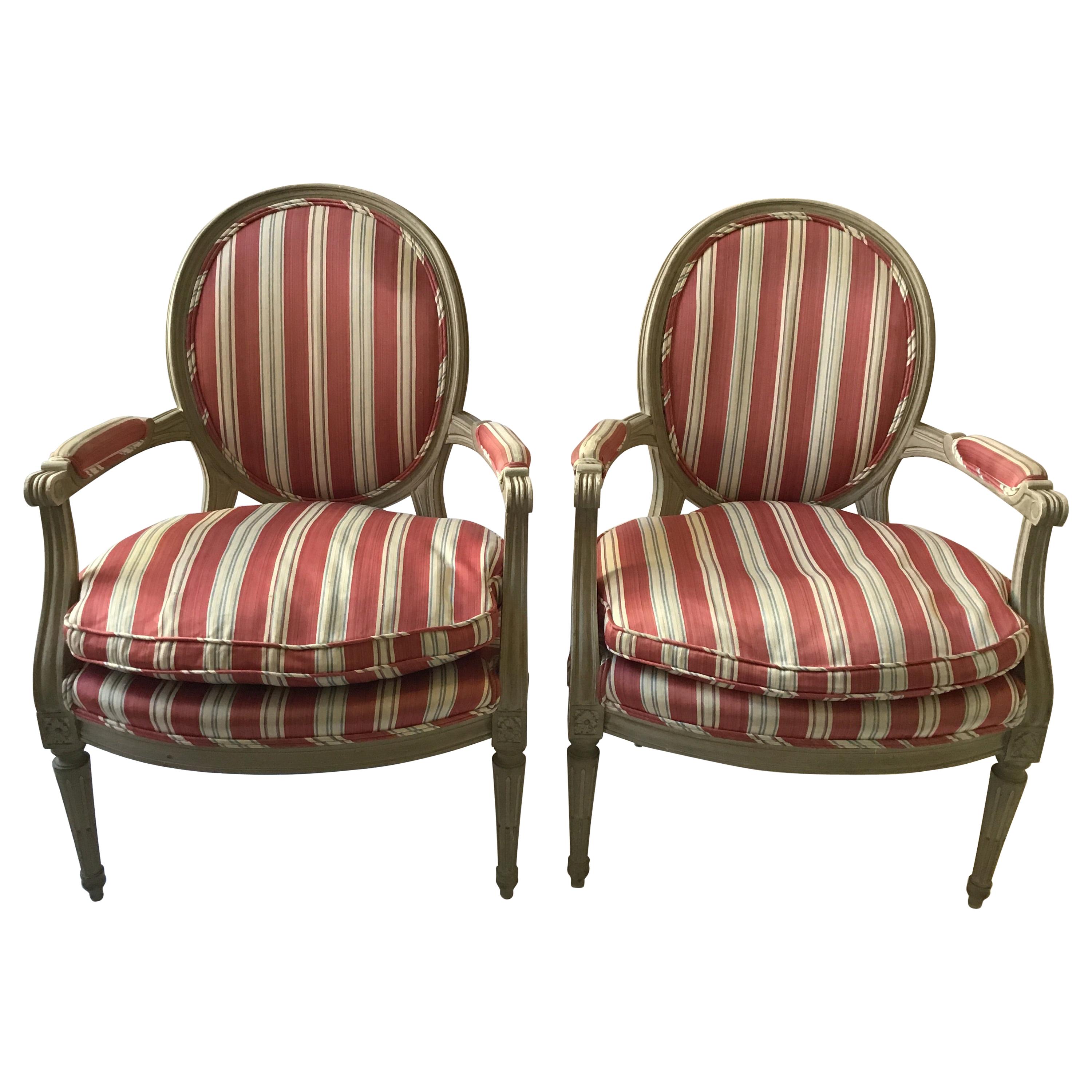 Pair of 1950s French Louis XVI Armchairs
