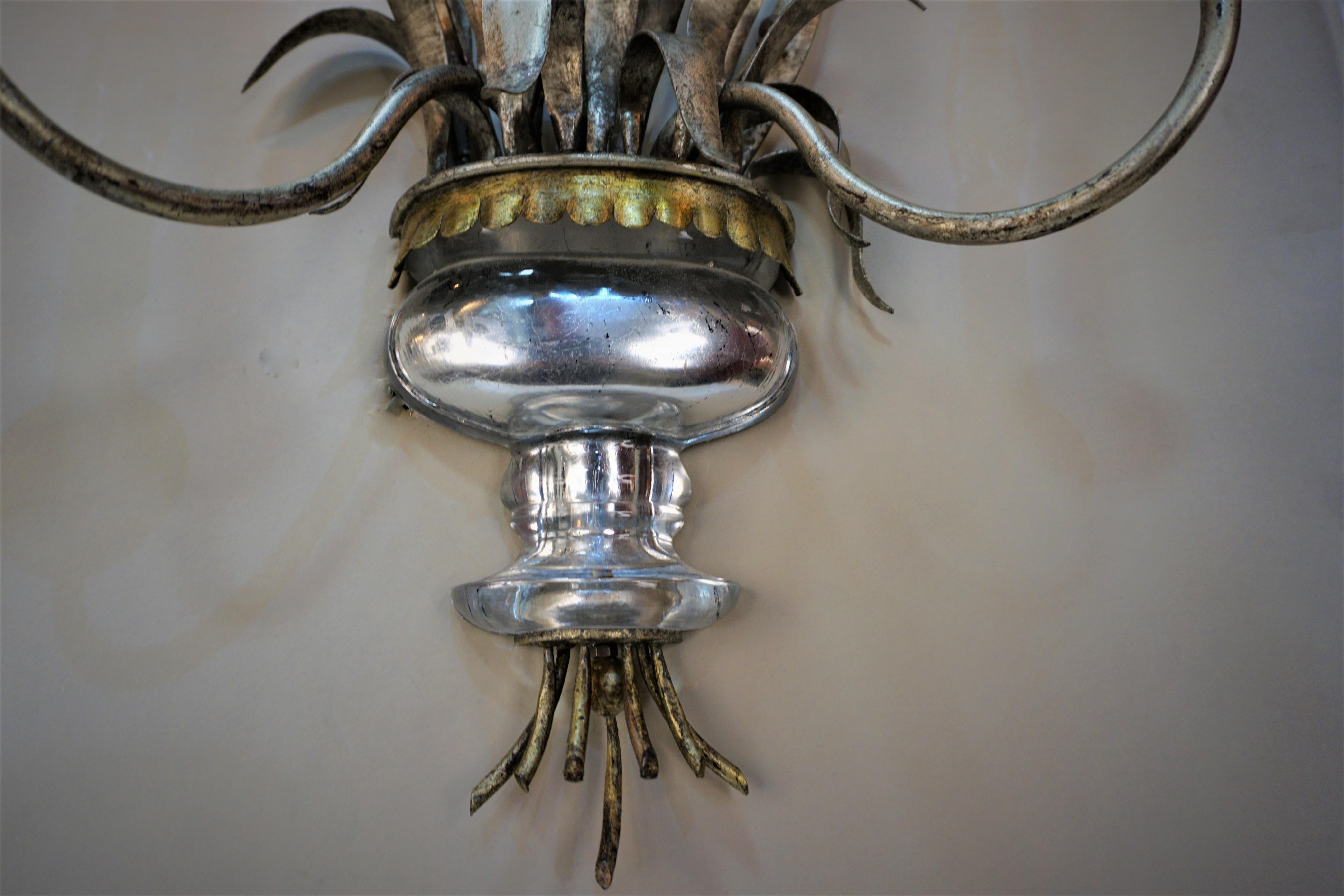  Pair of 1950's French Maison Bagues Wall Sconce In Good Condition For Sale In Fairfax, VA