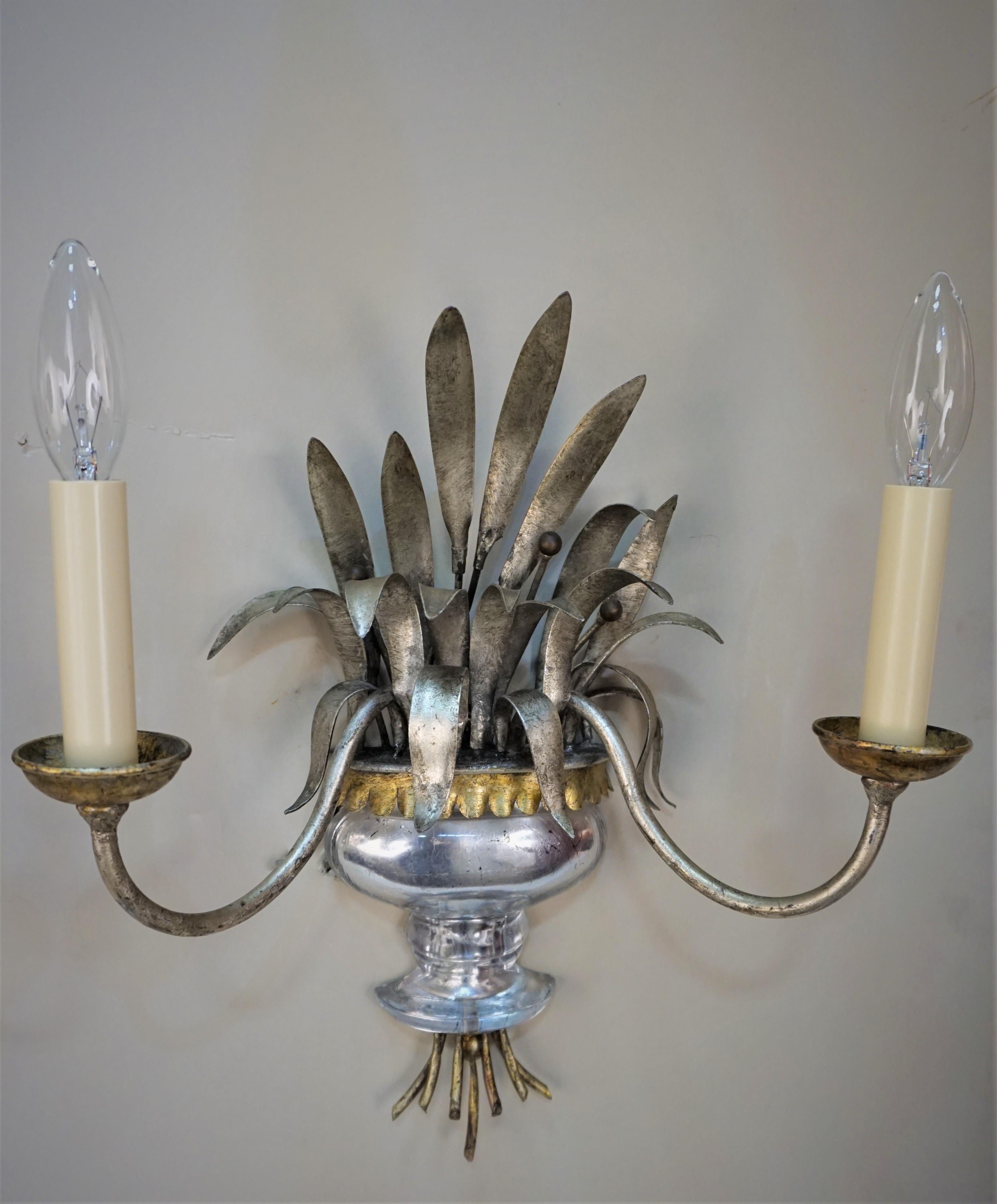Metal  Pair of 1950's French Maison Bagues Wall Sconce For Sale