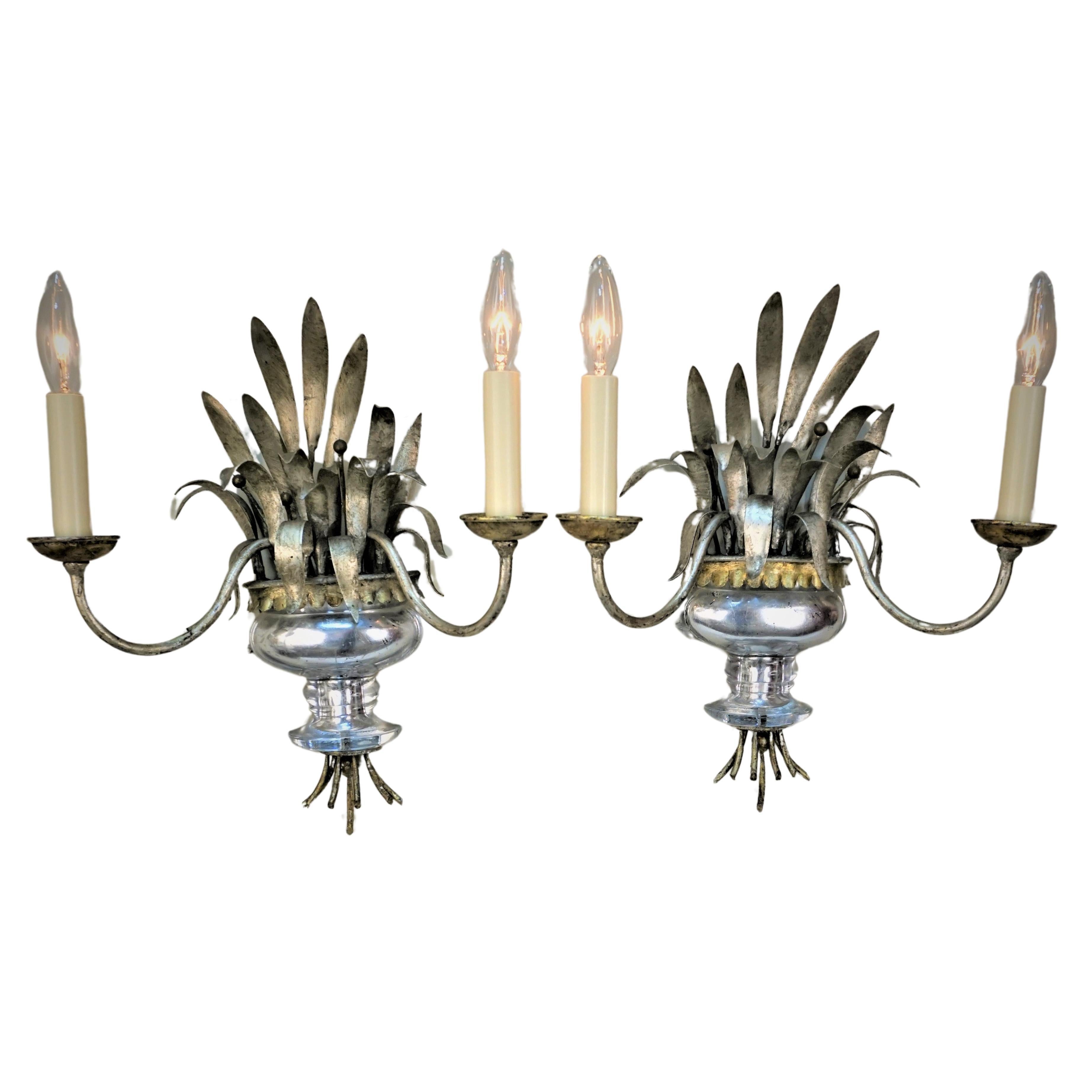  Pair of 1950's French Maison Bagues Wall Sconce For Sale