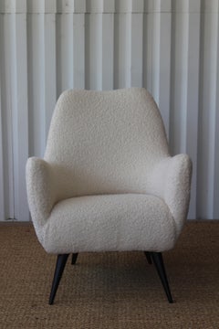 Pair of 1950s French Modern Chairs in Wool Shearling