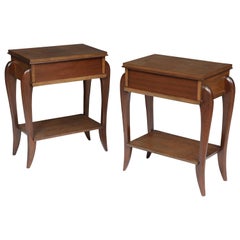 Pair of 1950s French Nightstands with Drawer and Shelf