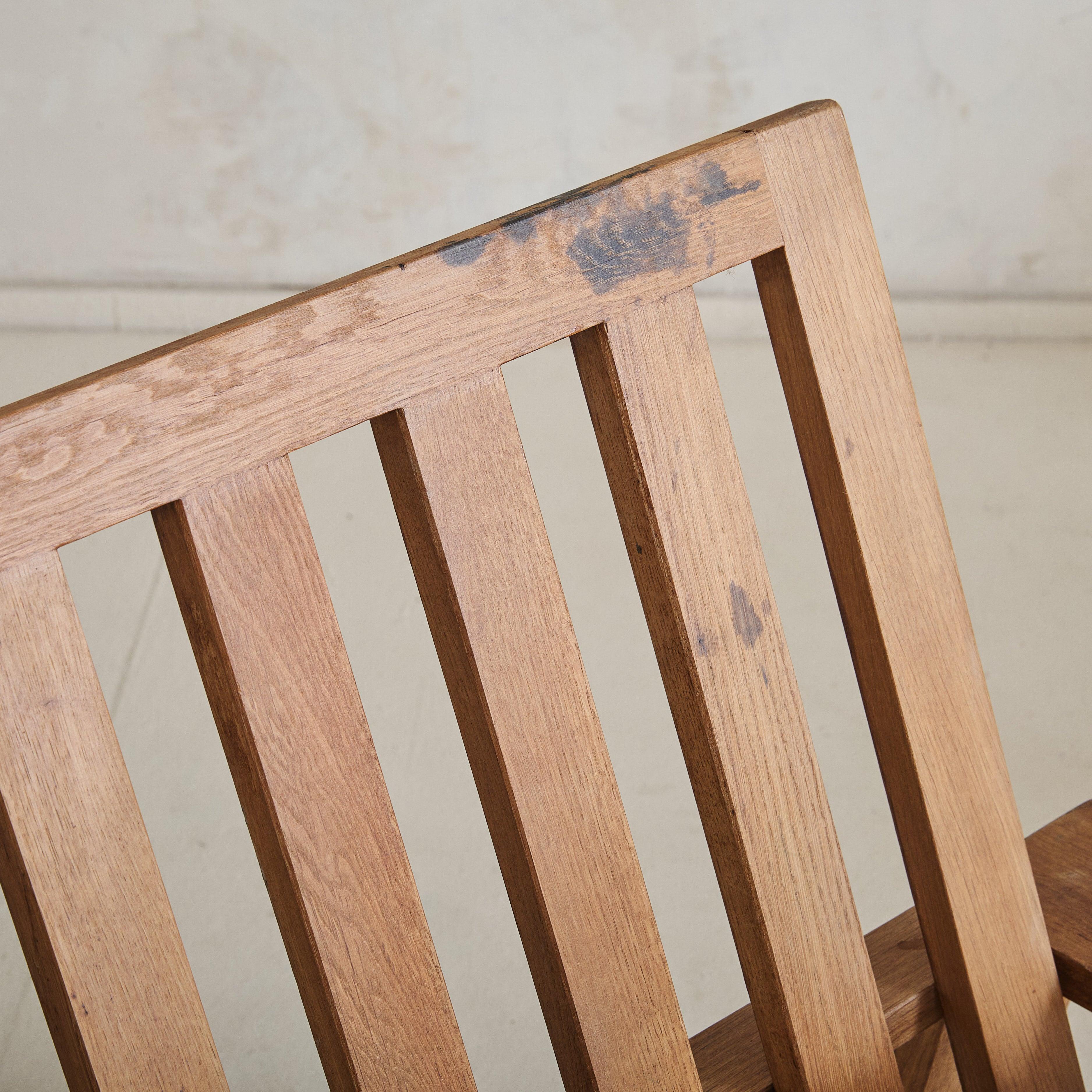 Upholstery Pair of 1950's French Oak Armchairs, Reclinable For Sale