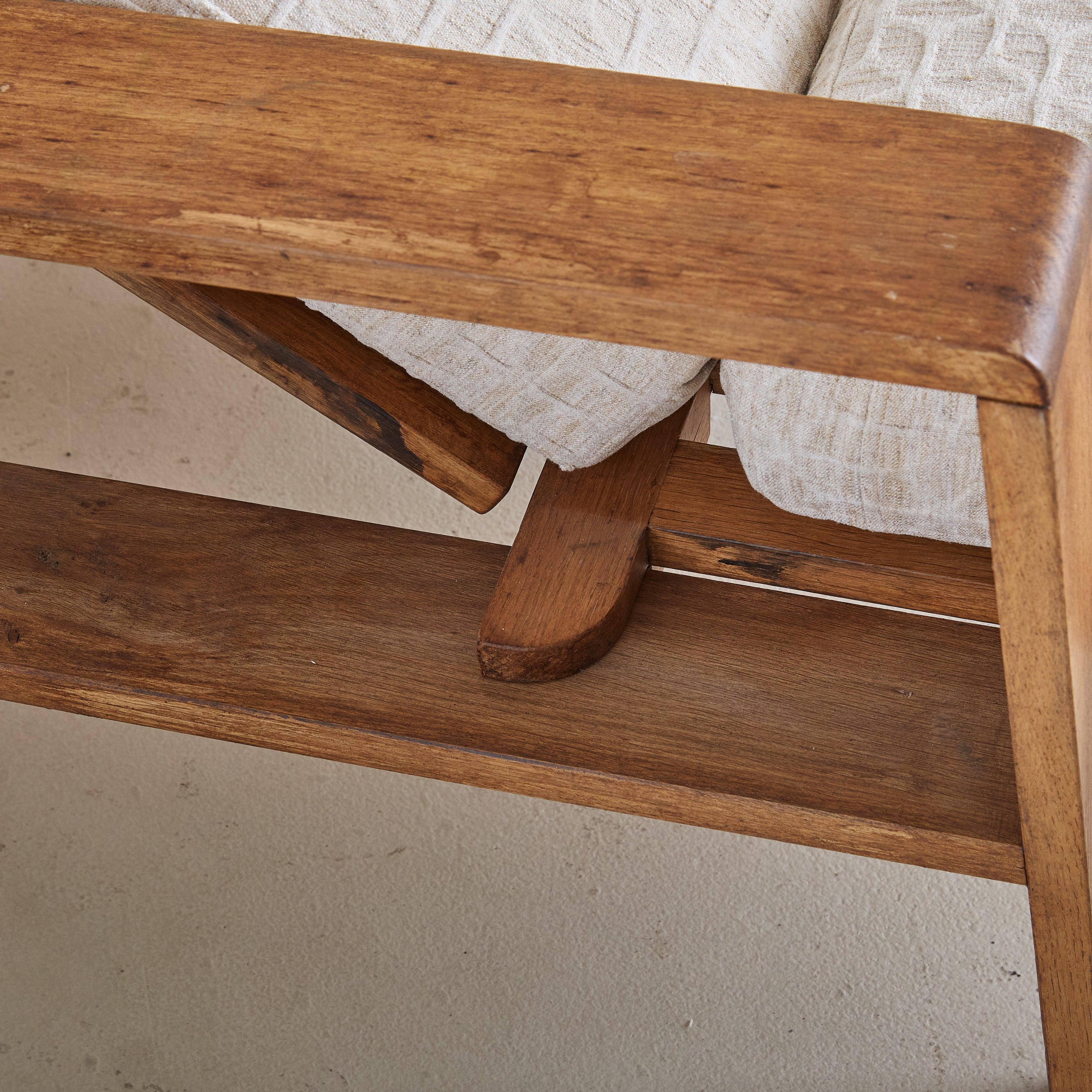 Pair of 1950's French Oak Armchairs, Reclinable For Sale 2