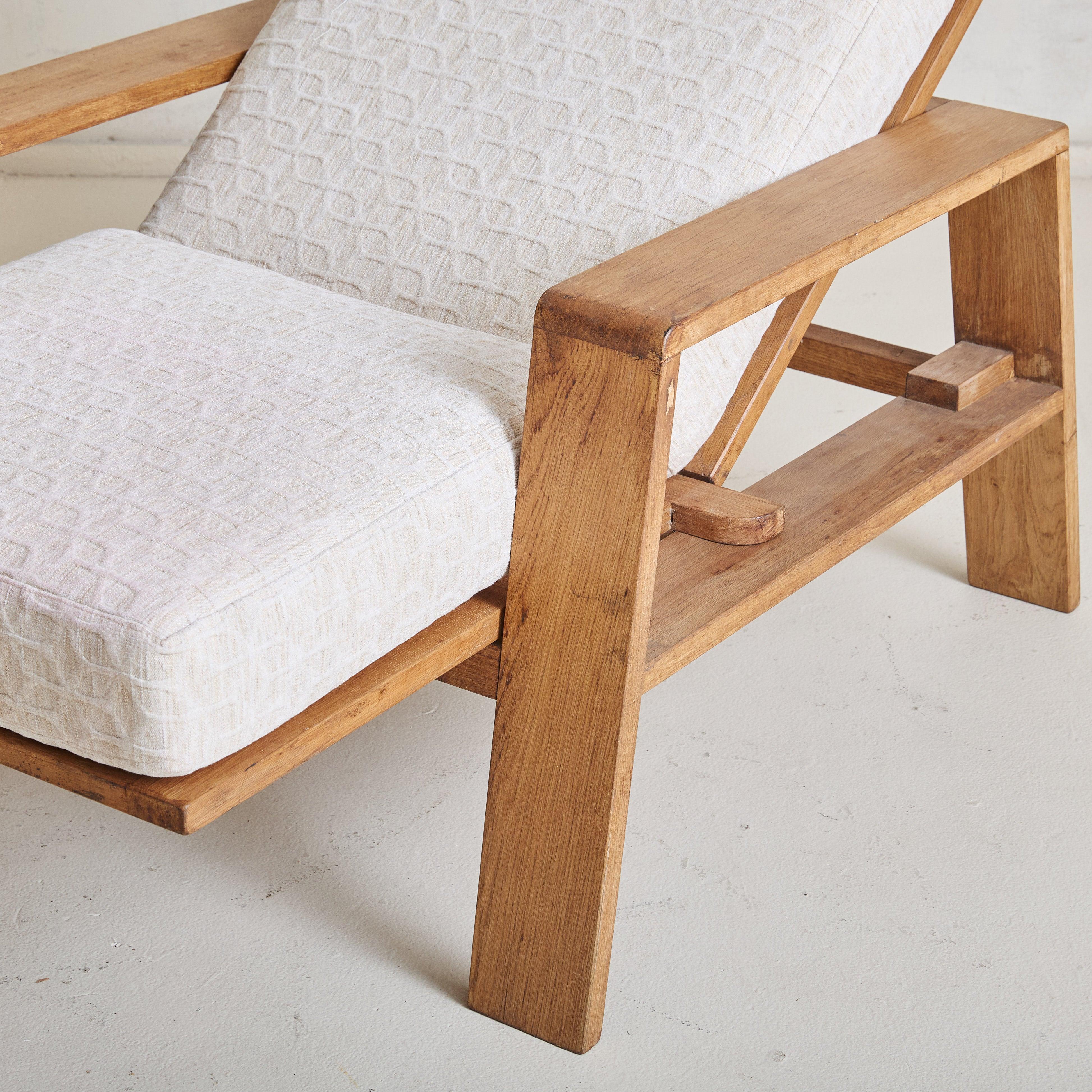 Pair of 1950's French Oak Armchairs, Reclinable For Sale 3
