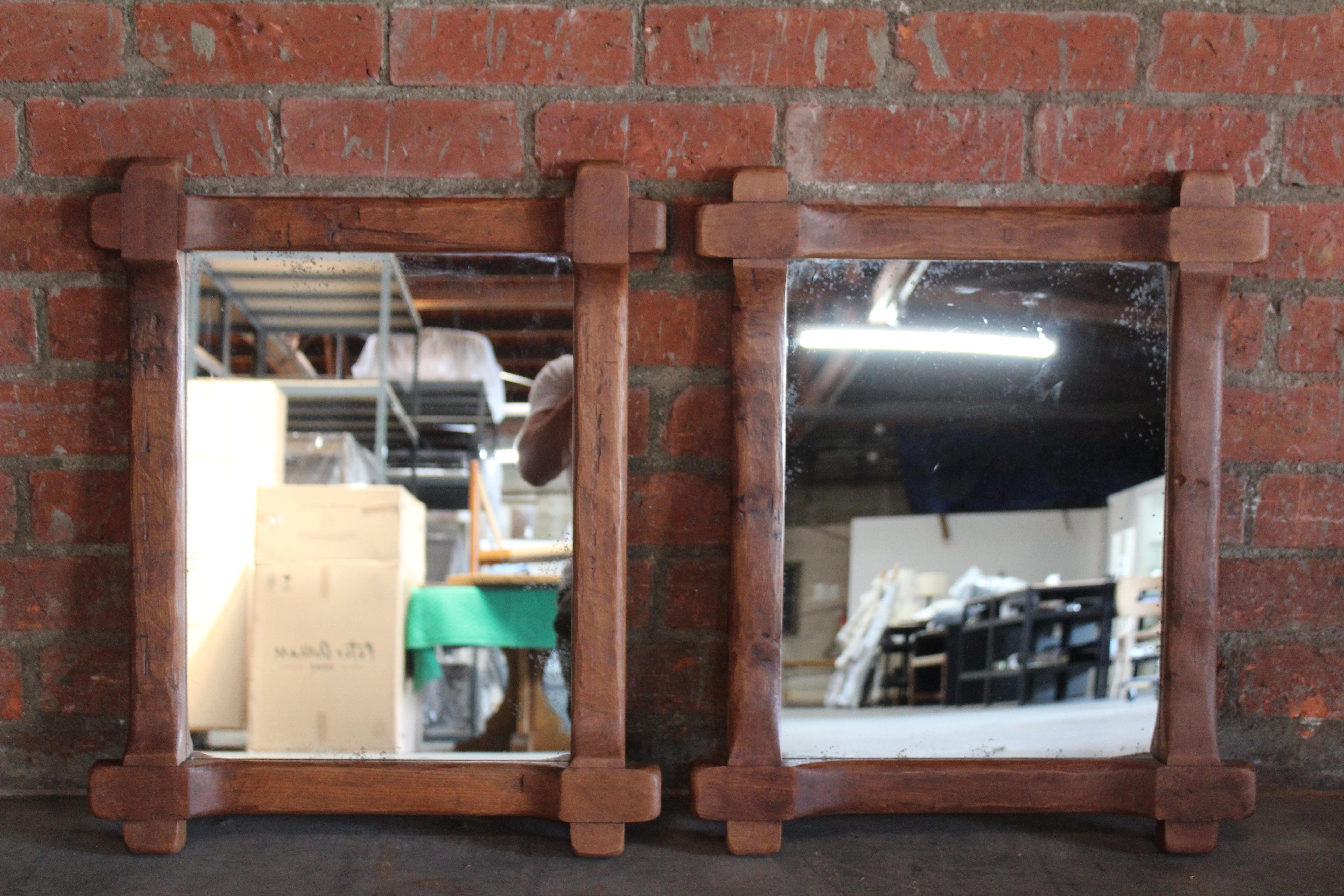 Pair of 1950s French Oak Mirrors 9