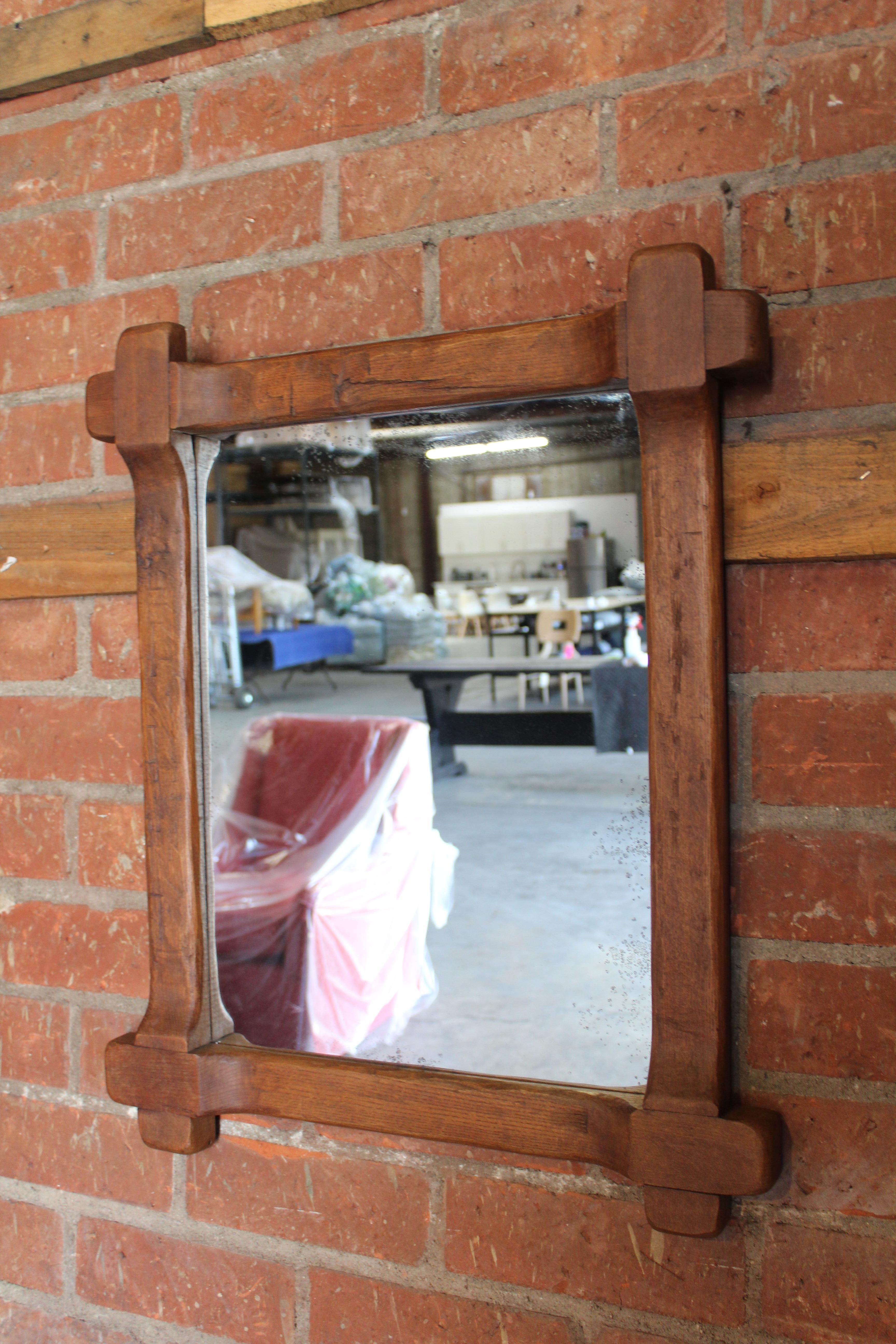 Pair of 1950s French Oak Mirrors 3