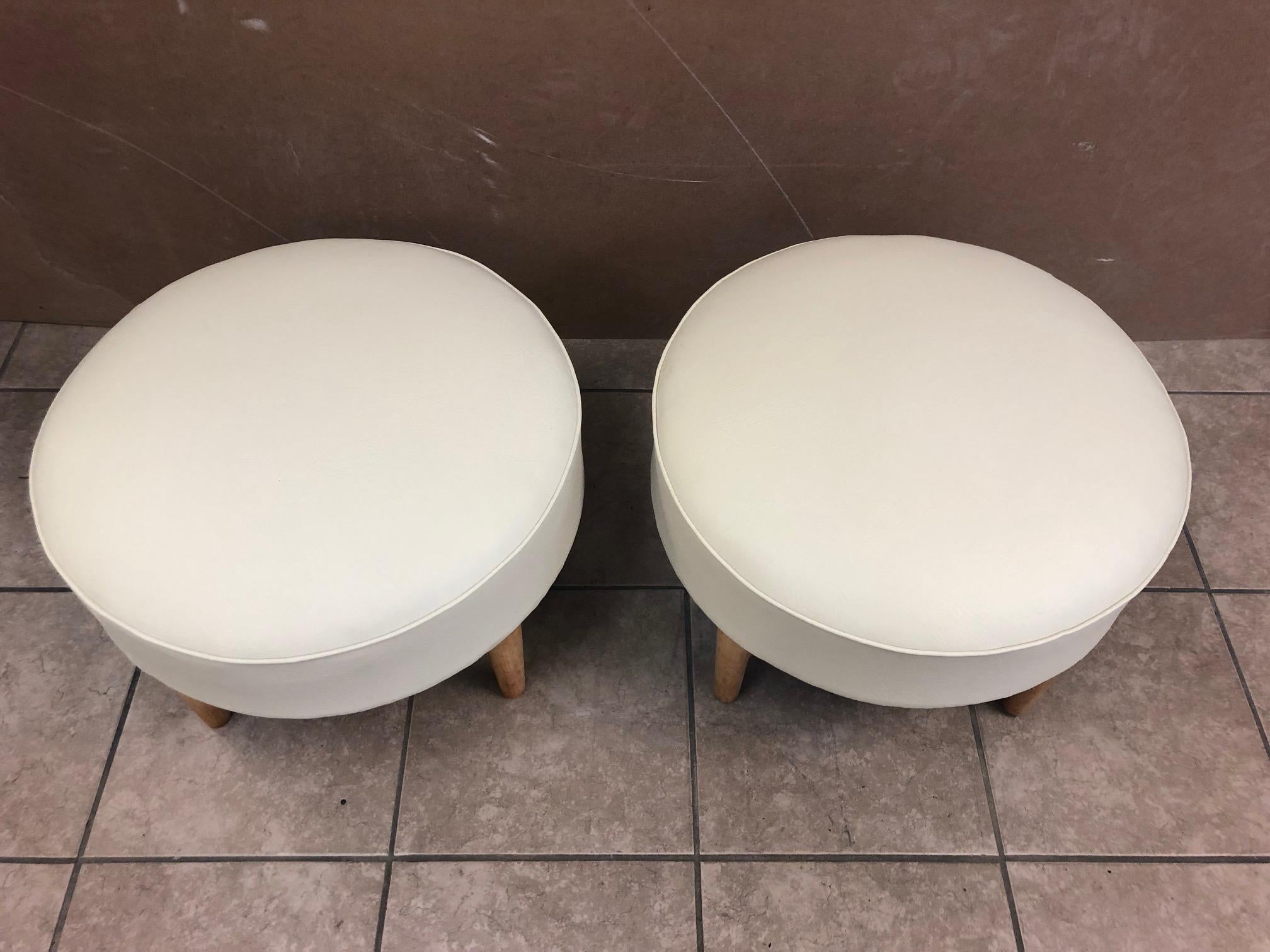 Pair of 1950s, French Ottomans In Good Condition For Sale In New York, NY