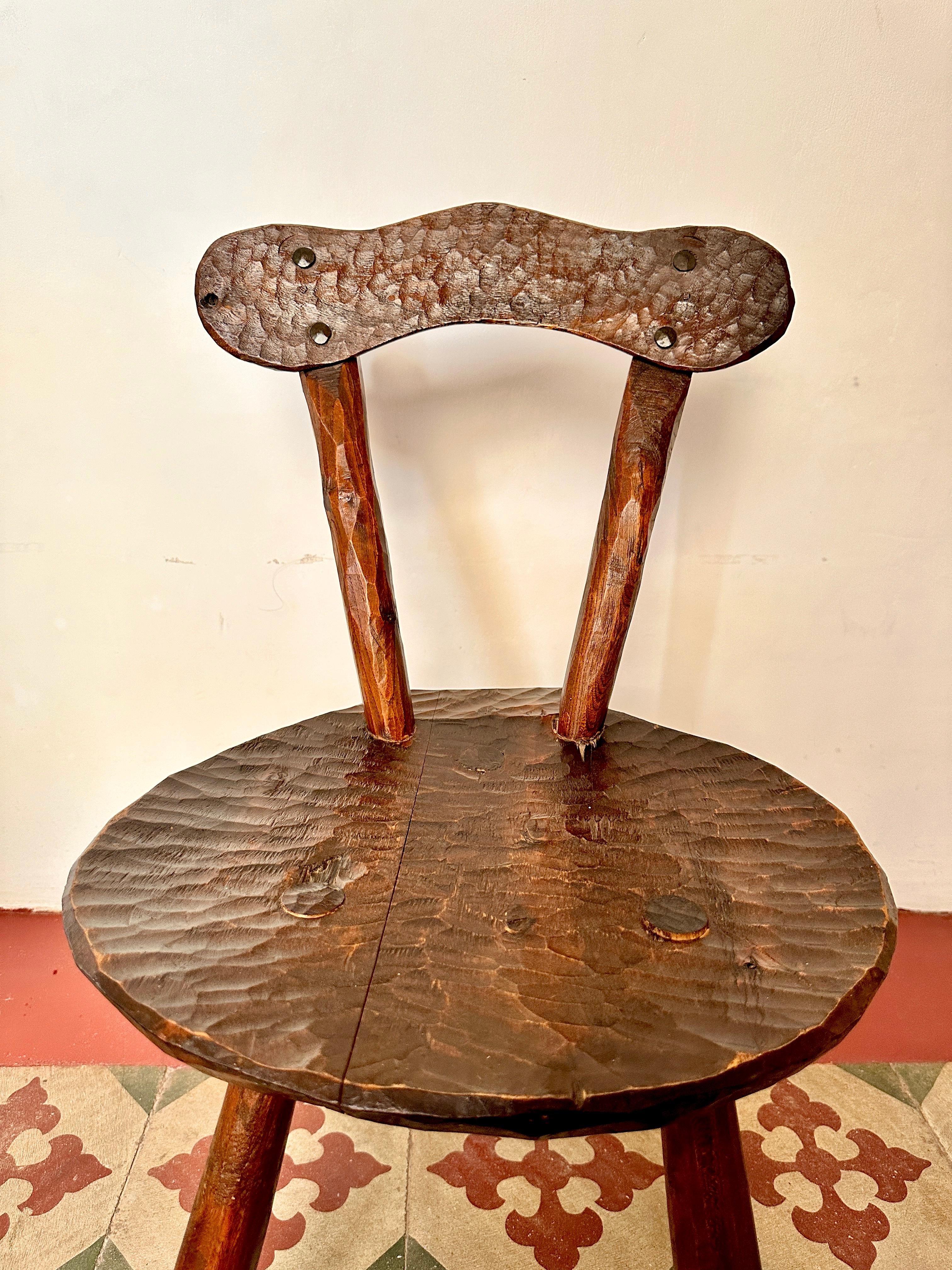 Pair Of 1950s French Primitive Brutalist Milking Stools For Sale 6