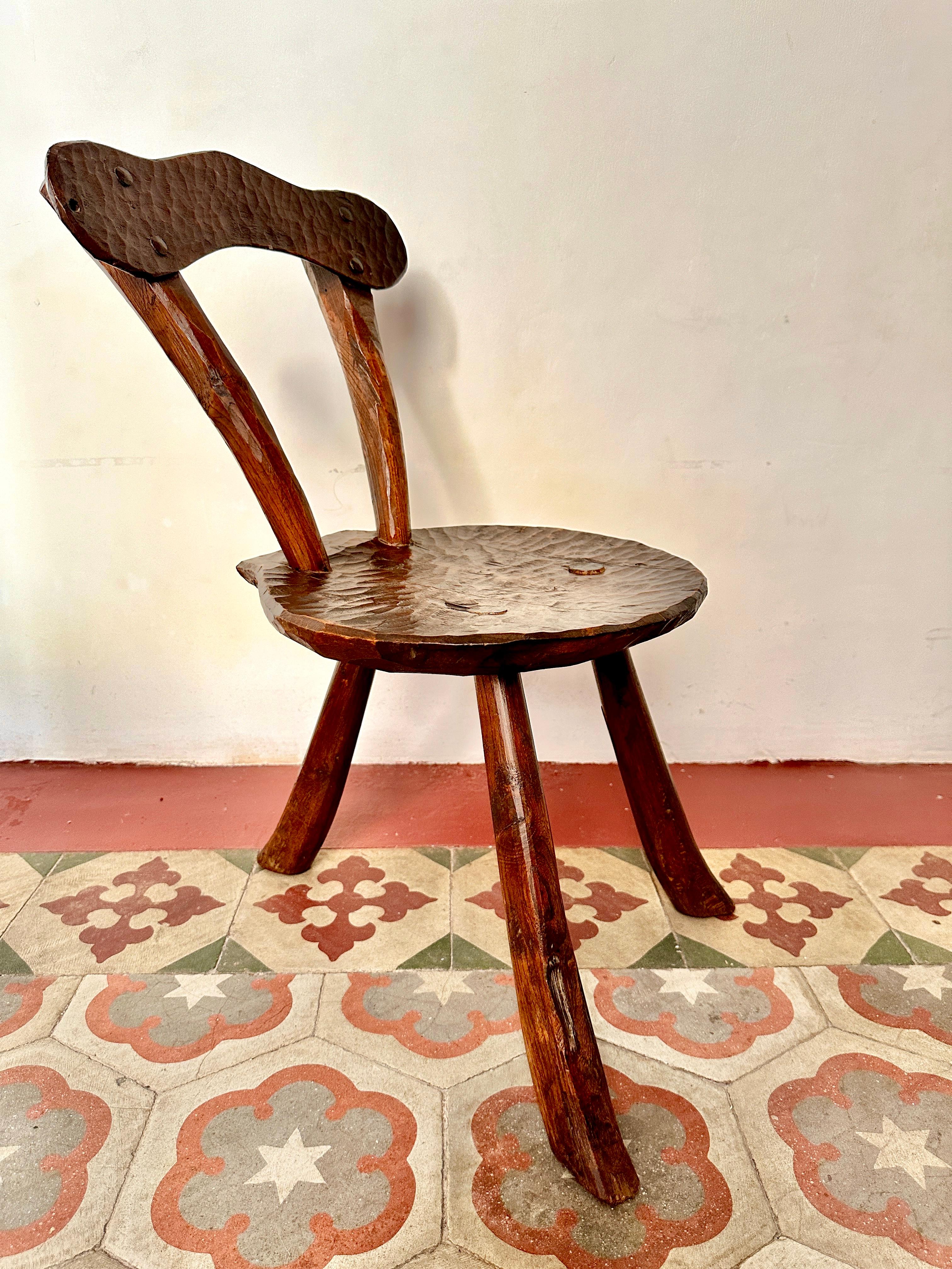 Pair Of 1950s French Primitive Brutalist Milking Stools For Sale 7