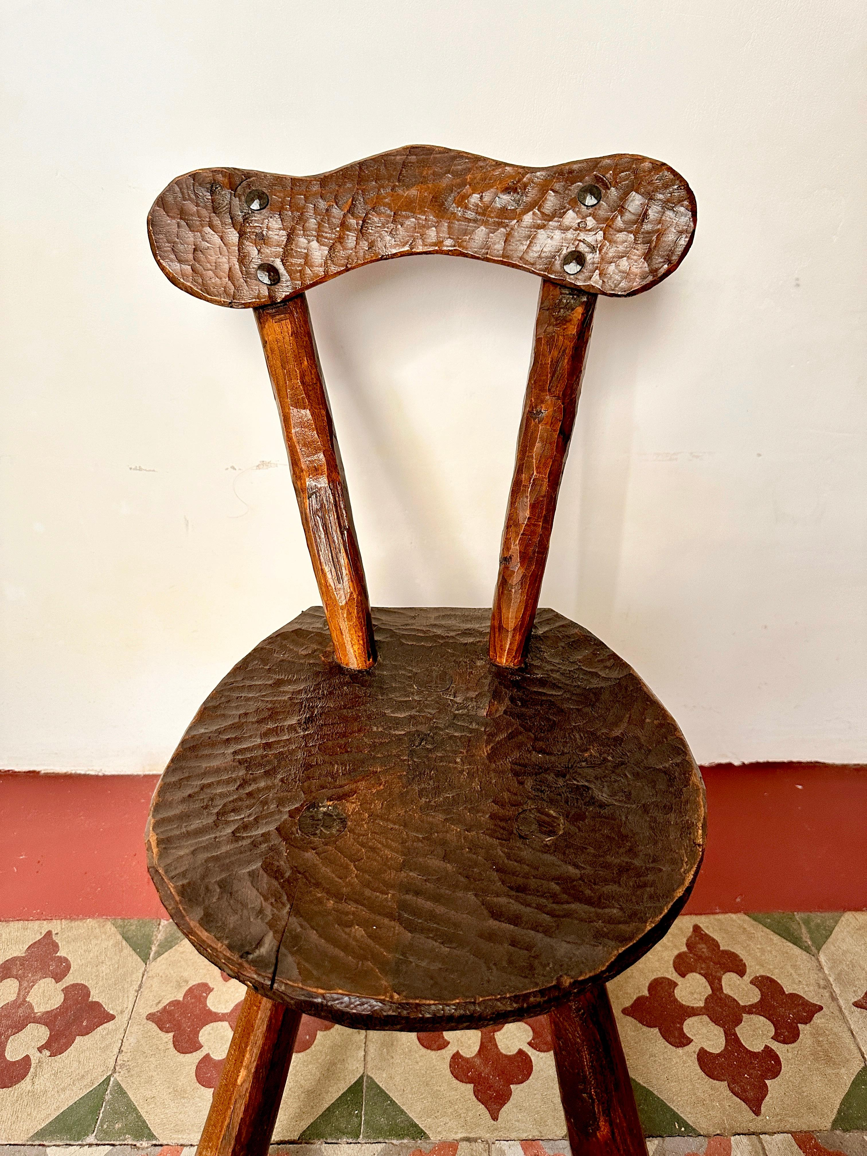 Pair Of 1950s French Primitive Brutalist Milking Stools For Sale 1