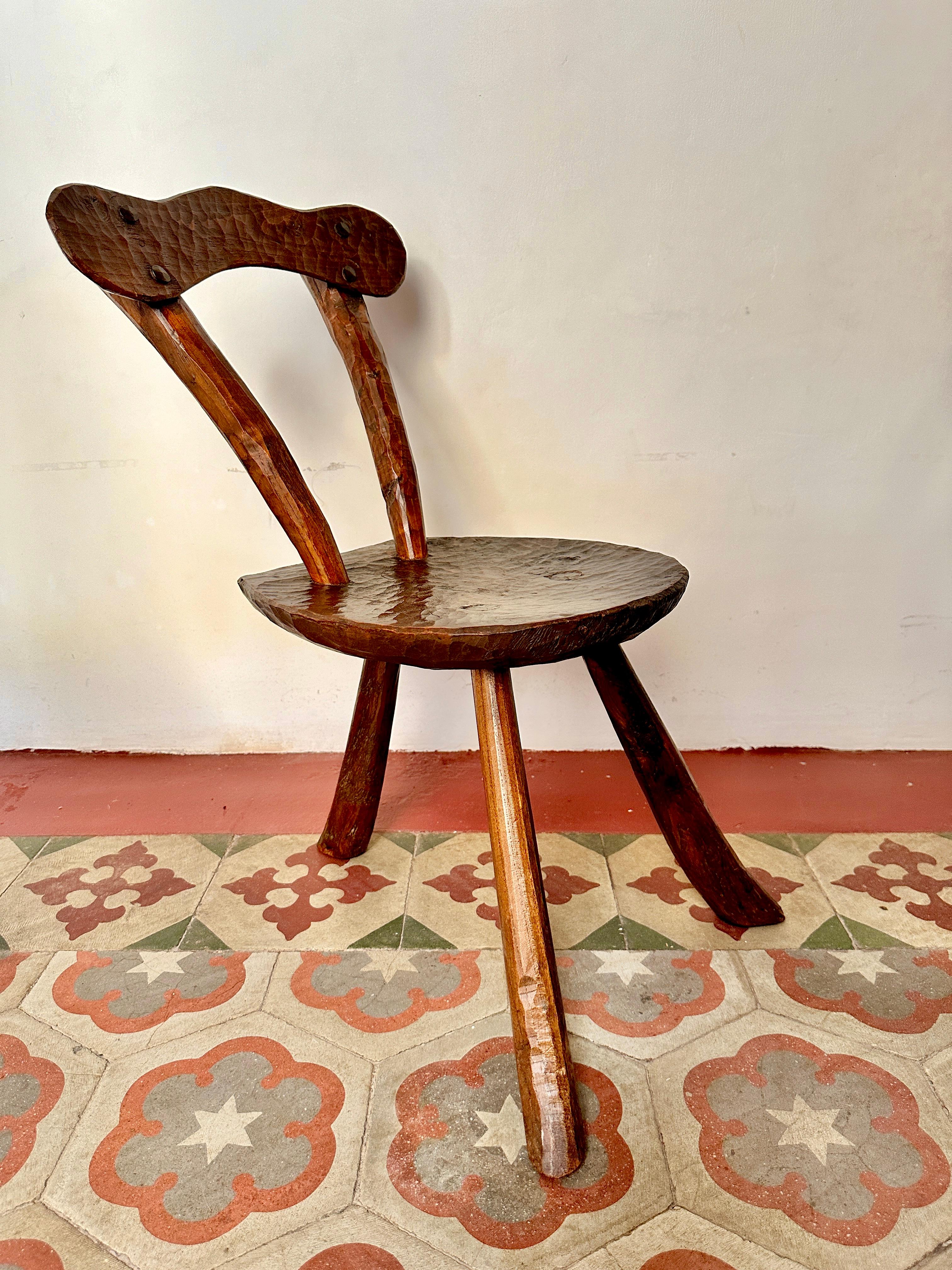 Pair Of 1950s French Primitive Brutalist Milking Stools For Sale 2