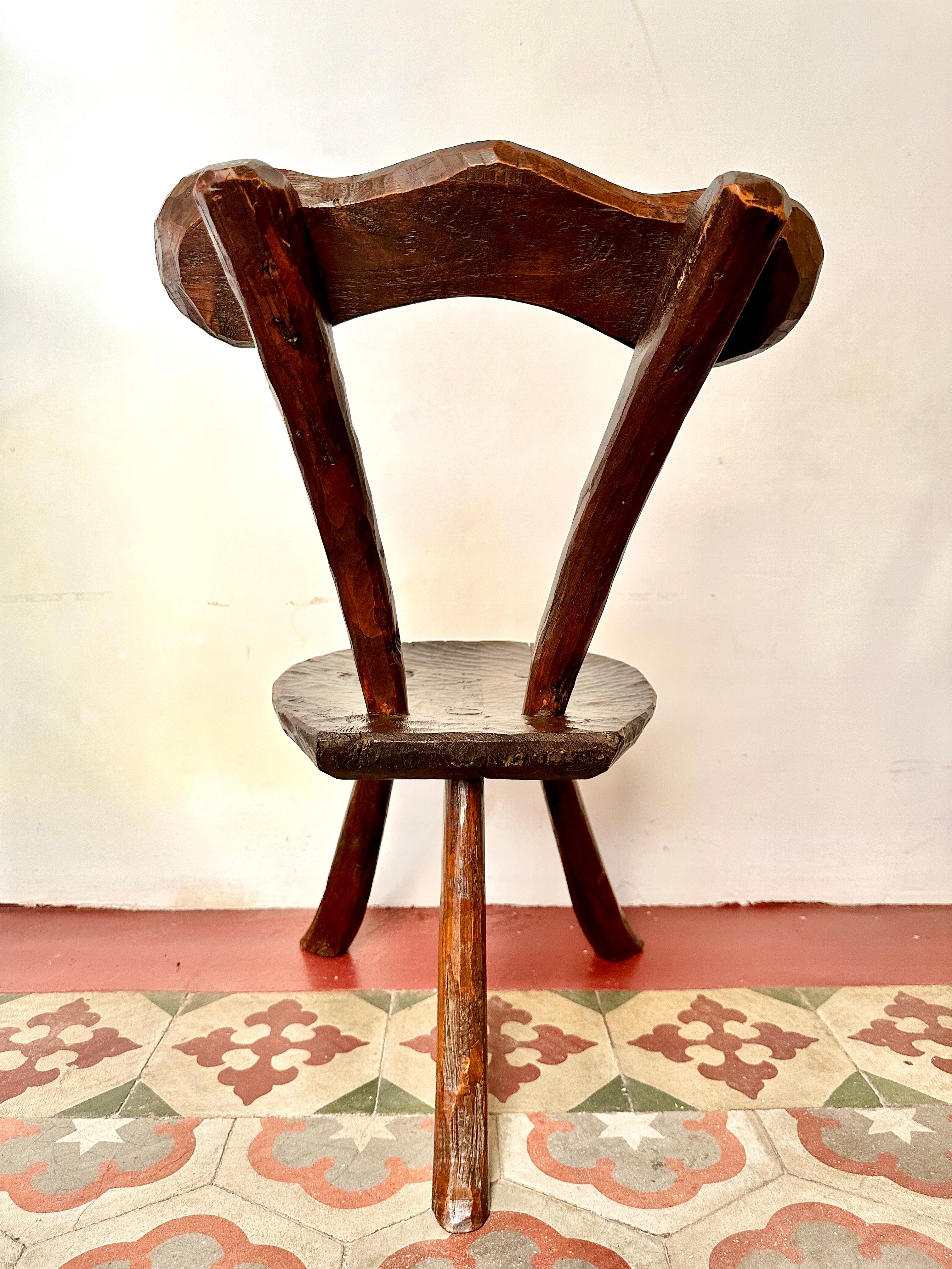 Pair Of 1950s French Primitive Brutalist Milking Stools For Sale 3