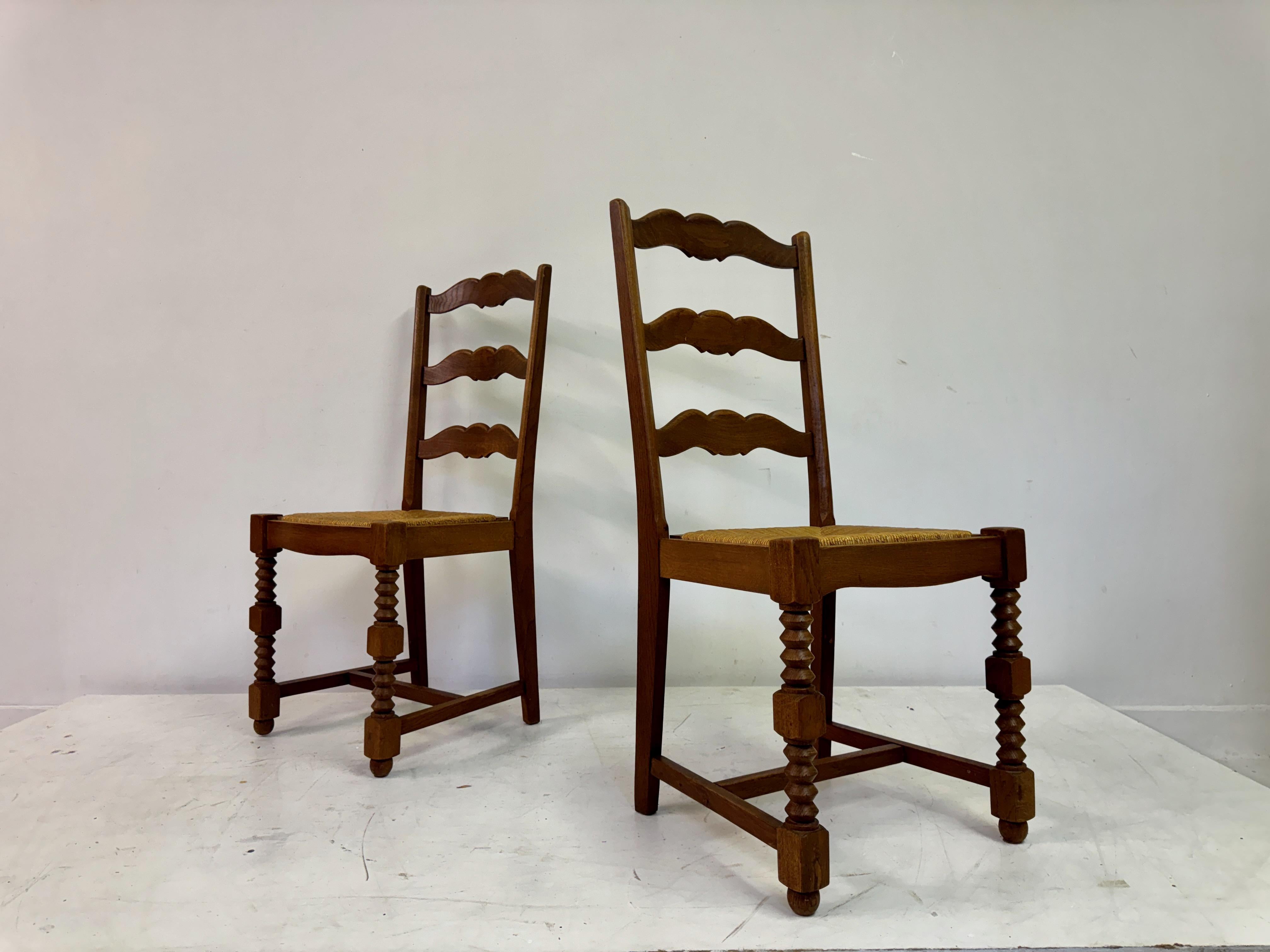 Pair of 1950s French Side Chairs in the Style of Charles Dudouyt For Sale 5
