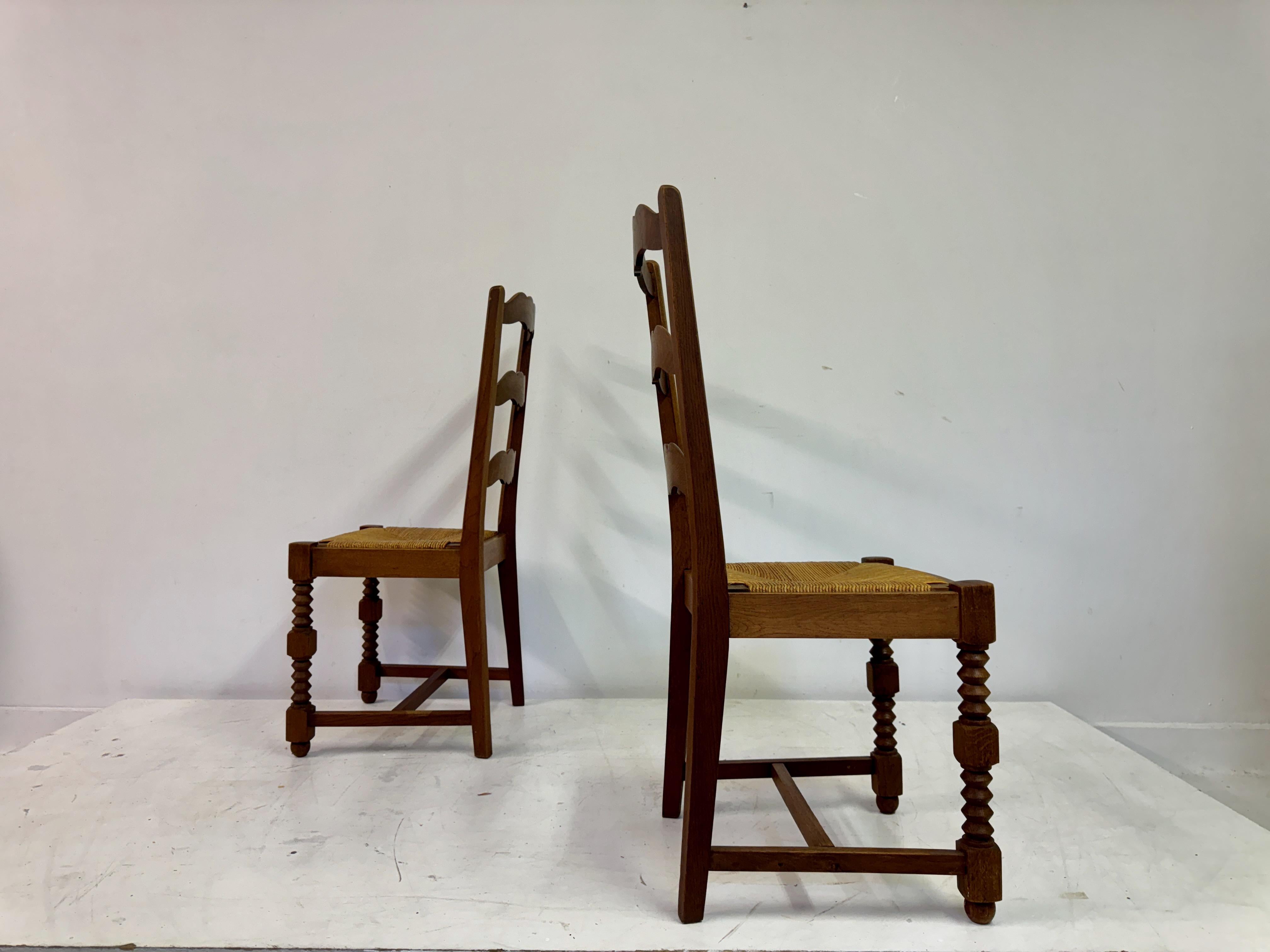 Pair of 1950s French Side Chairs in the Style of Charles Dudouyt For Sale 6