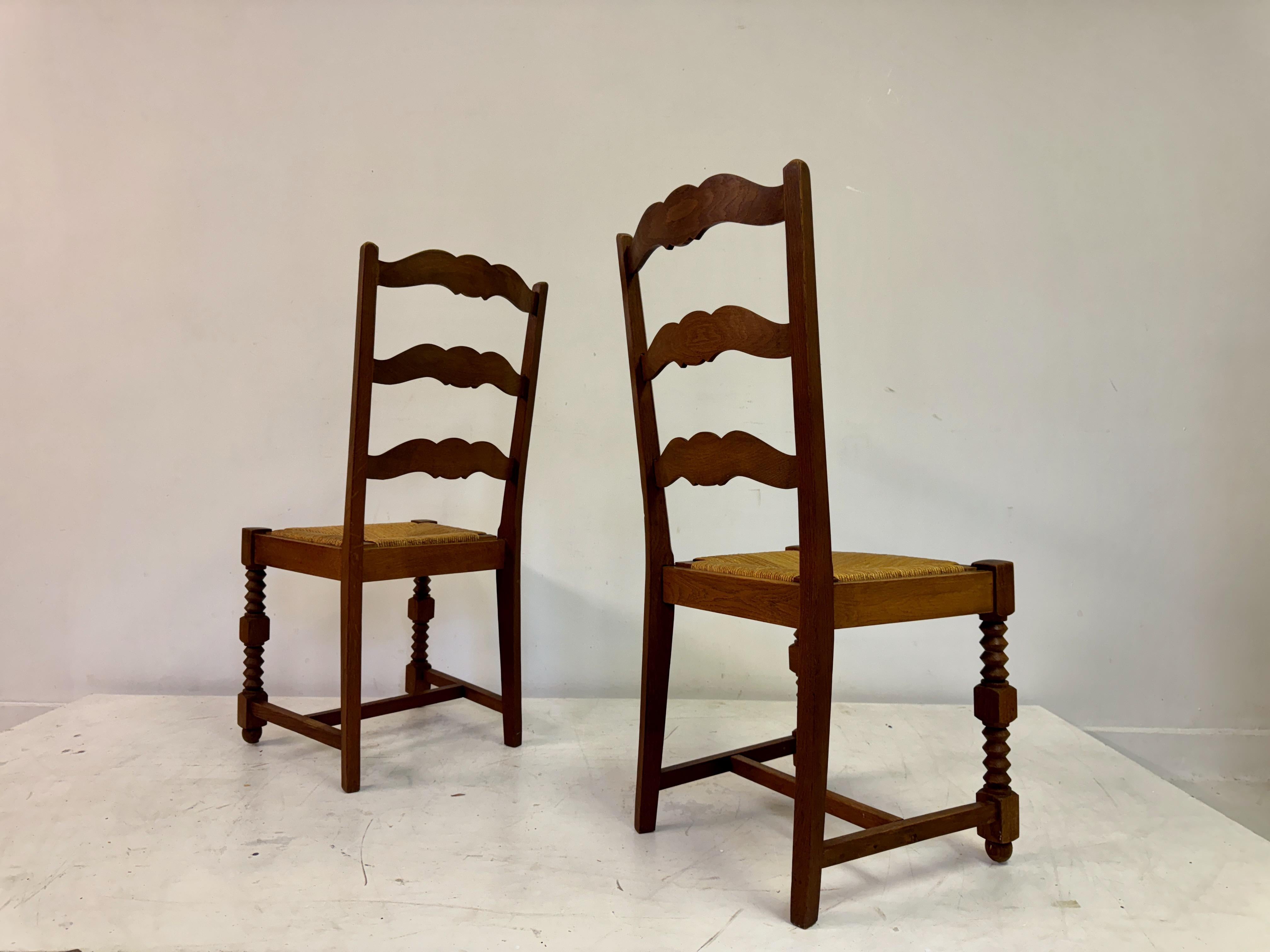 Pair of 1950s French Side Chairs in the Style of Charles Dudouyt For Sale 7