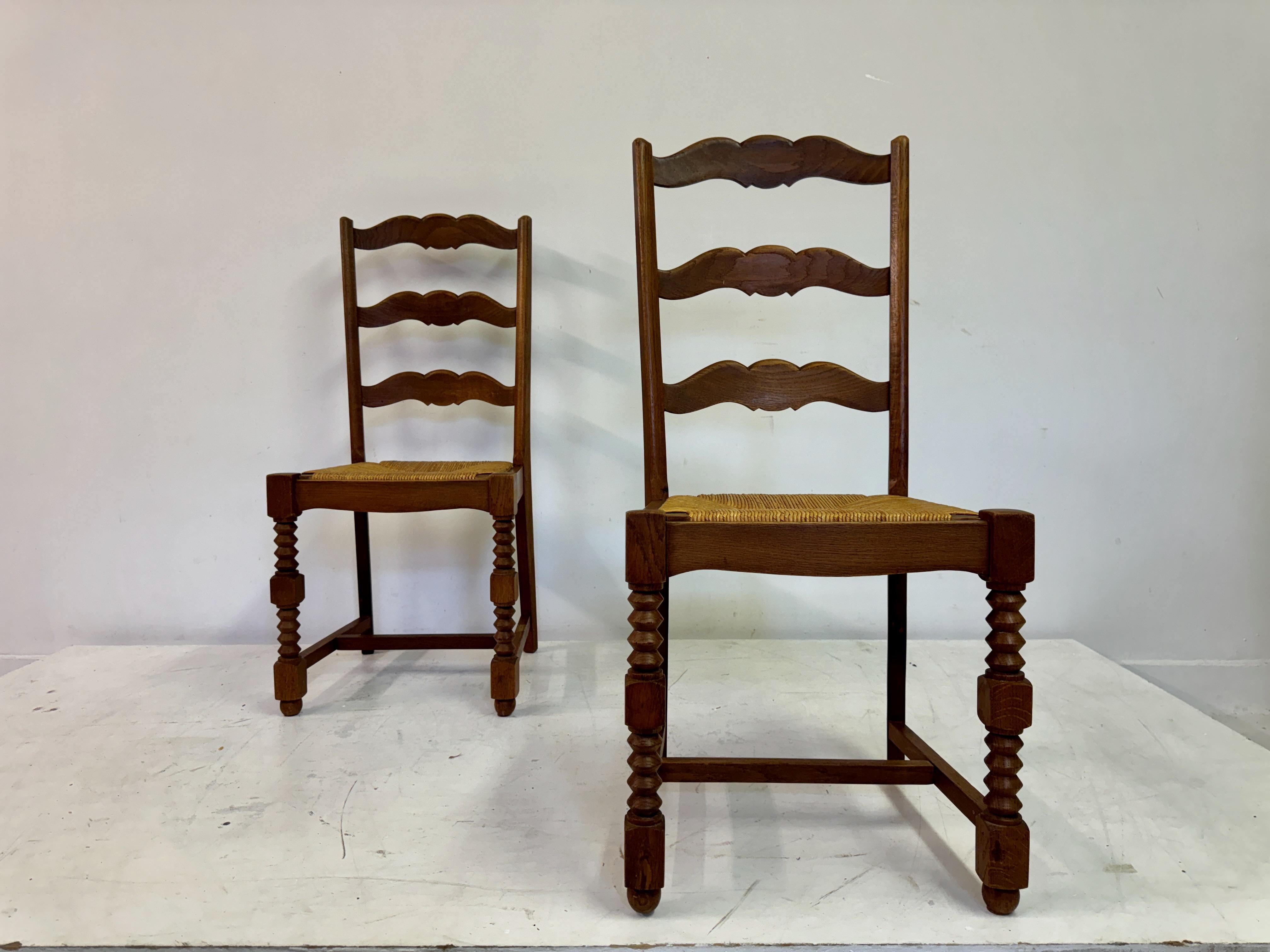 Rush Pair of 1950s French Side Chairs in the Style of Charles Dudouyt For Sale
