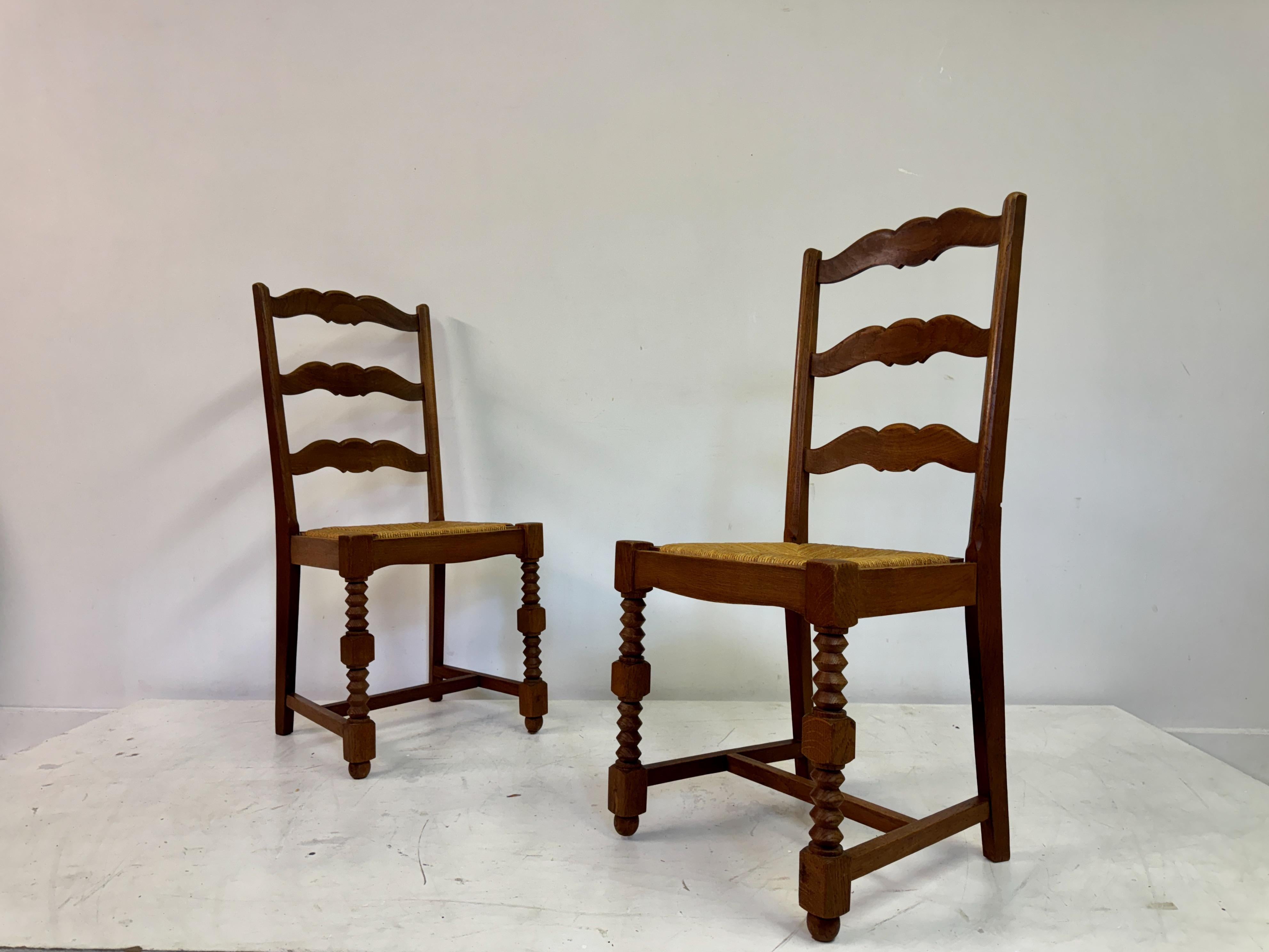 Pair of 1950s French Side Chairs in the Style of Charles Dudouyt For Sale 1