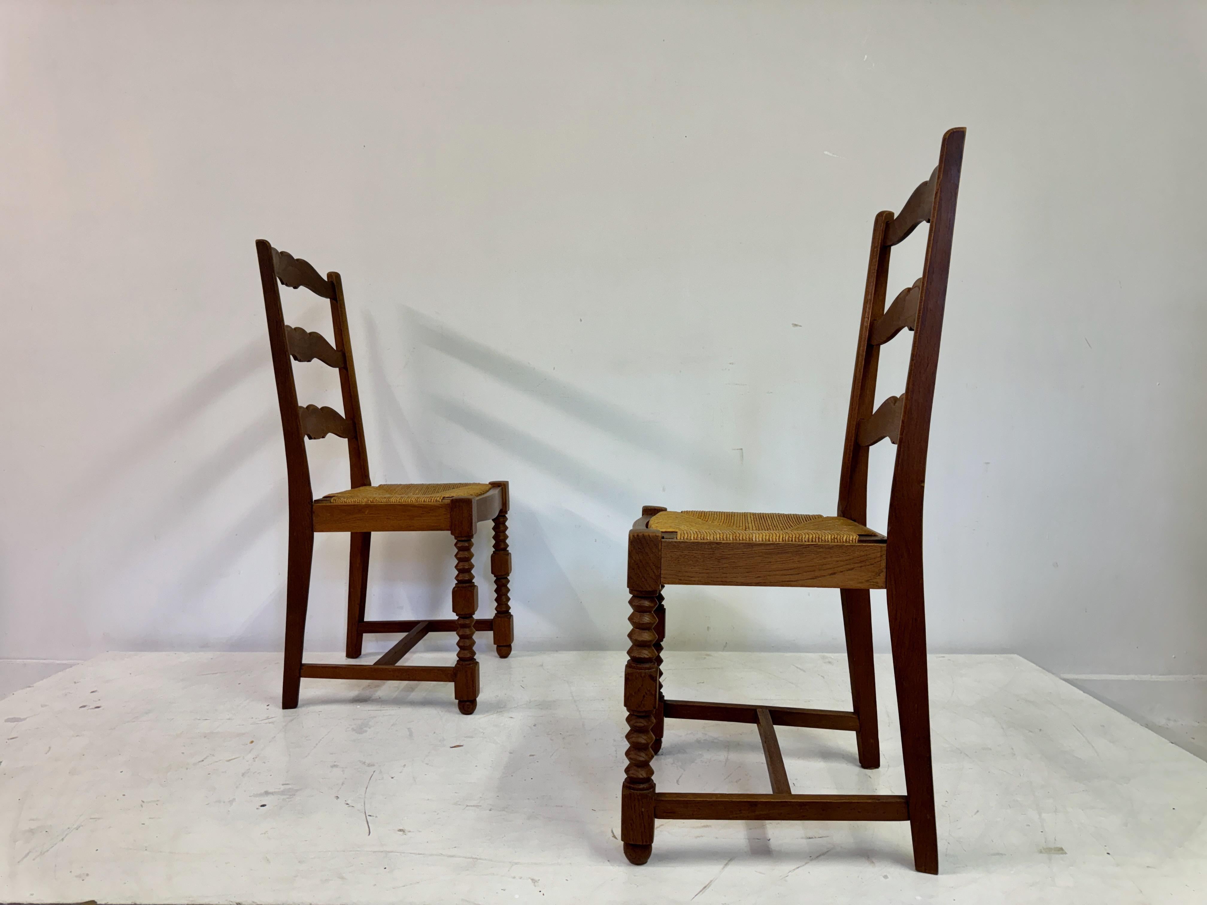 Pair of 1950s French Side Chairs in the Style of Charles Dudouyt For Sale 2