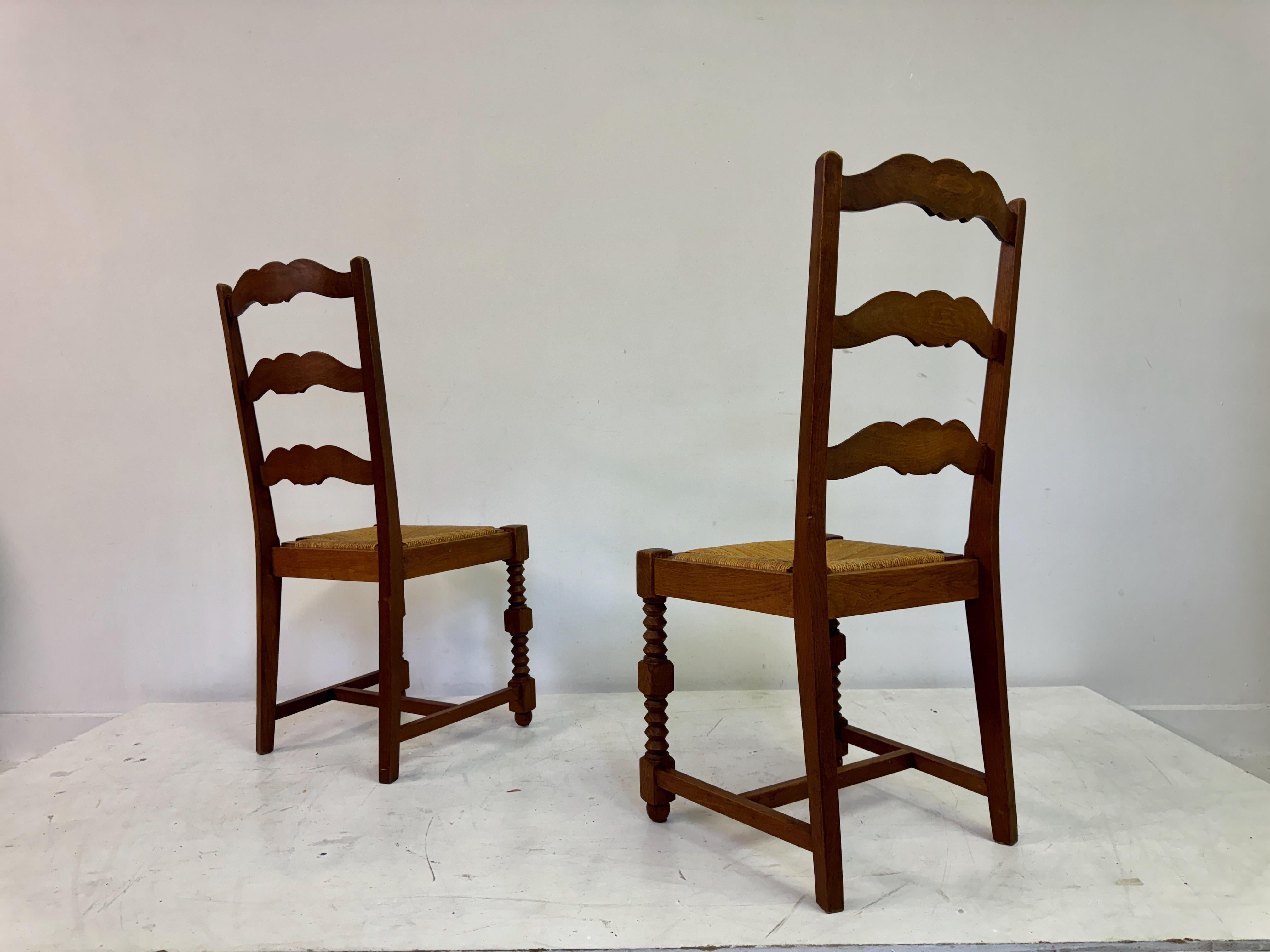 Pair of 1950s French Side Chairs in the Style of Charles Dudouyt For Sale 3