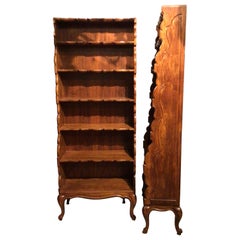Pair of 1950s French Tall Wood Bookcases