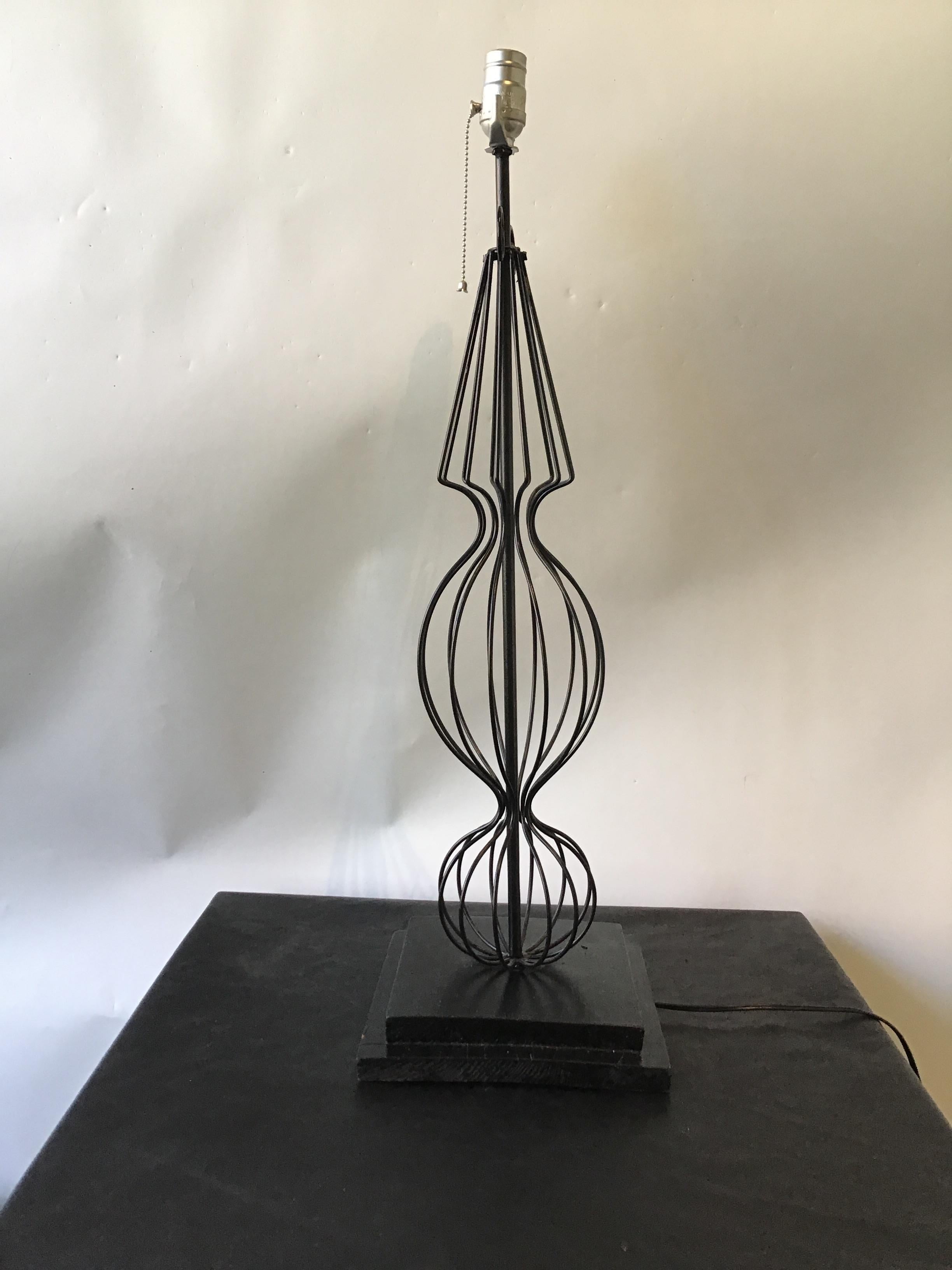 Iron Pair of 1950s French Wire Lamps For Sale
