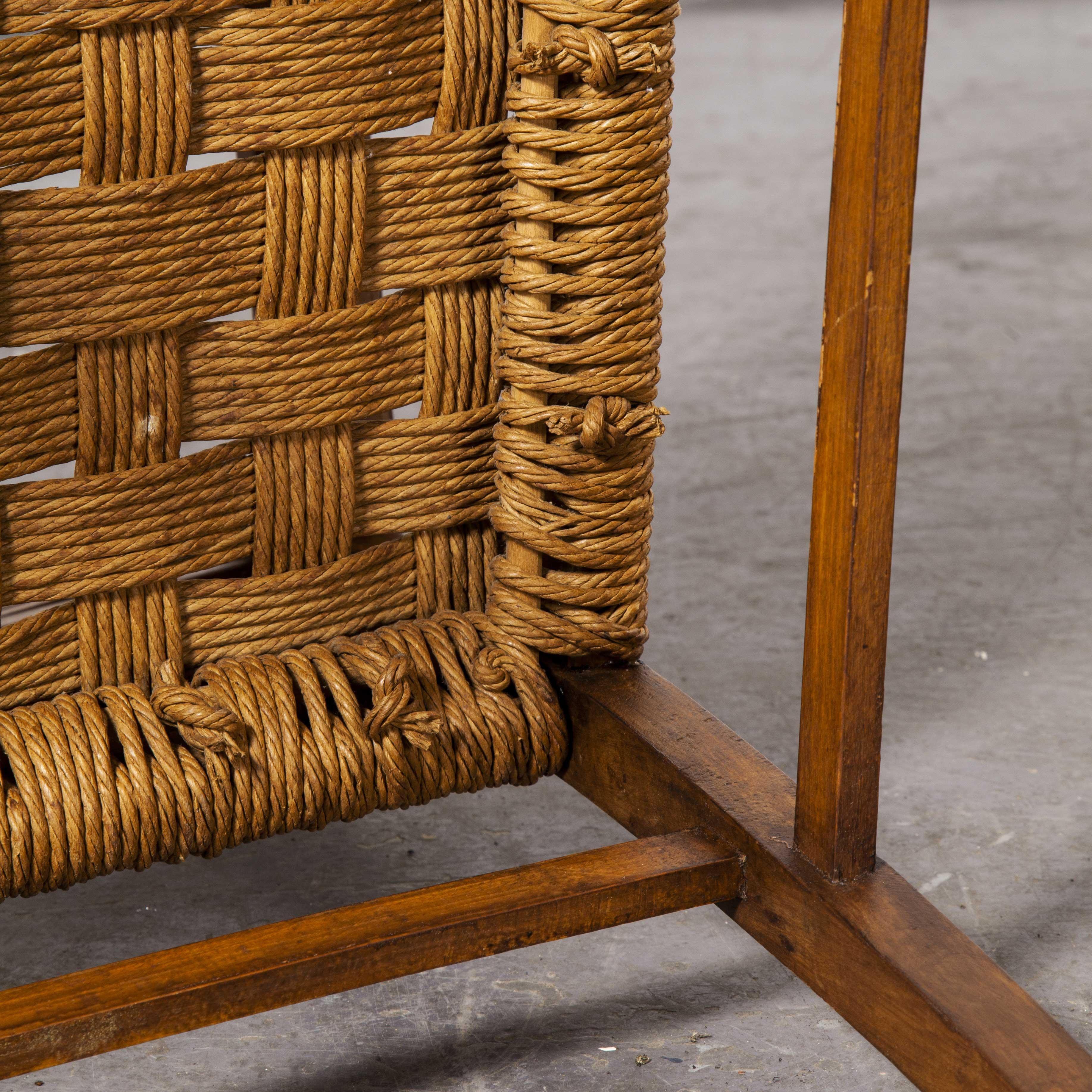 Pair of 1950s French Woven Rush Seated Armchairs 6