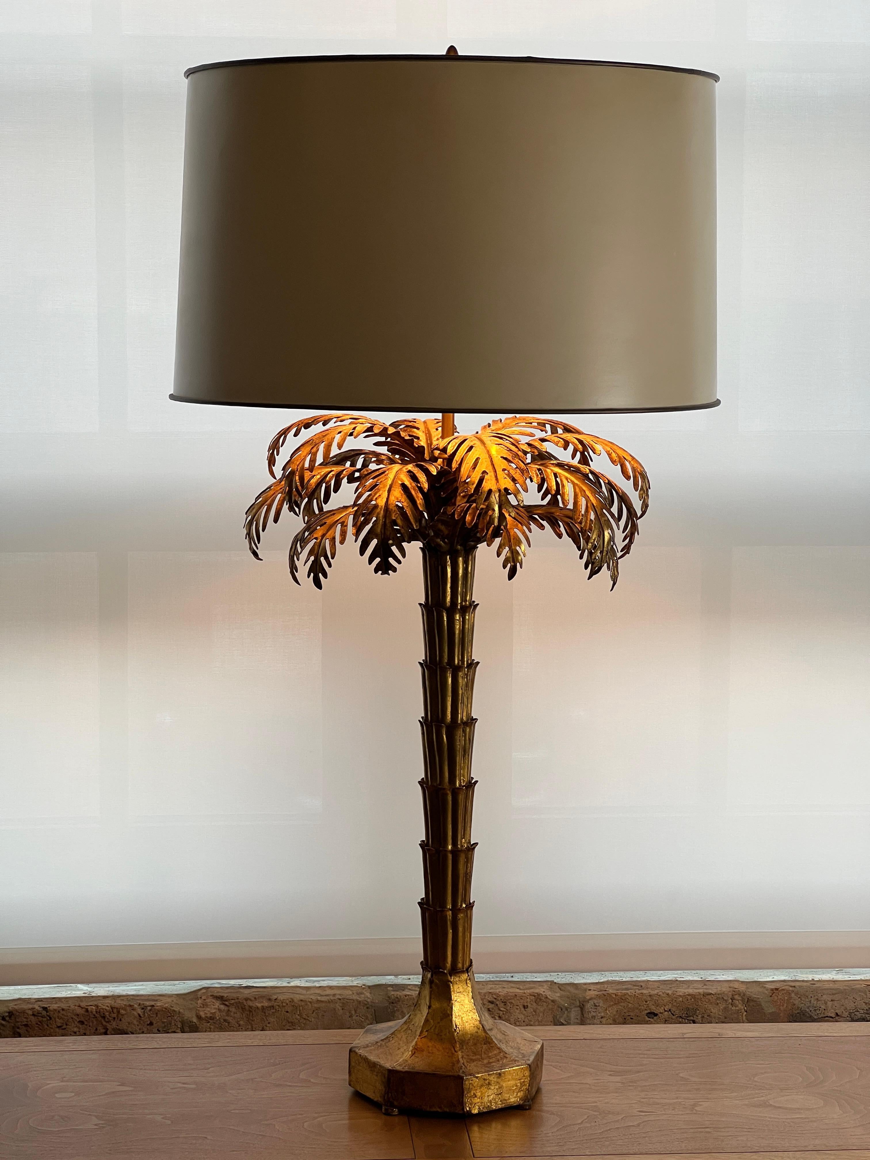 Beautiful and rare pair of 1950’s Warren Kessler (attr) Gilded Palm Tree Table Lamp (rarely found as a pair - with identical gilding and patina).  These are simply stunning.  The lamps are working and the gilding is in very good condition.  There