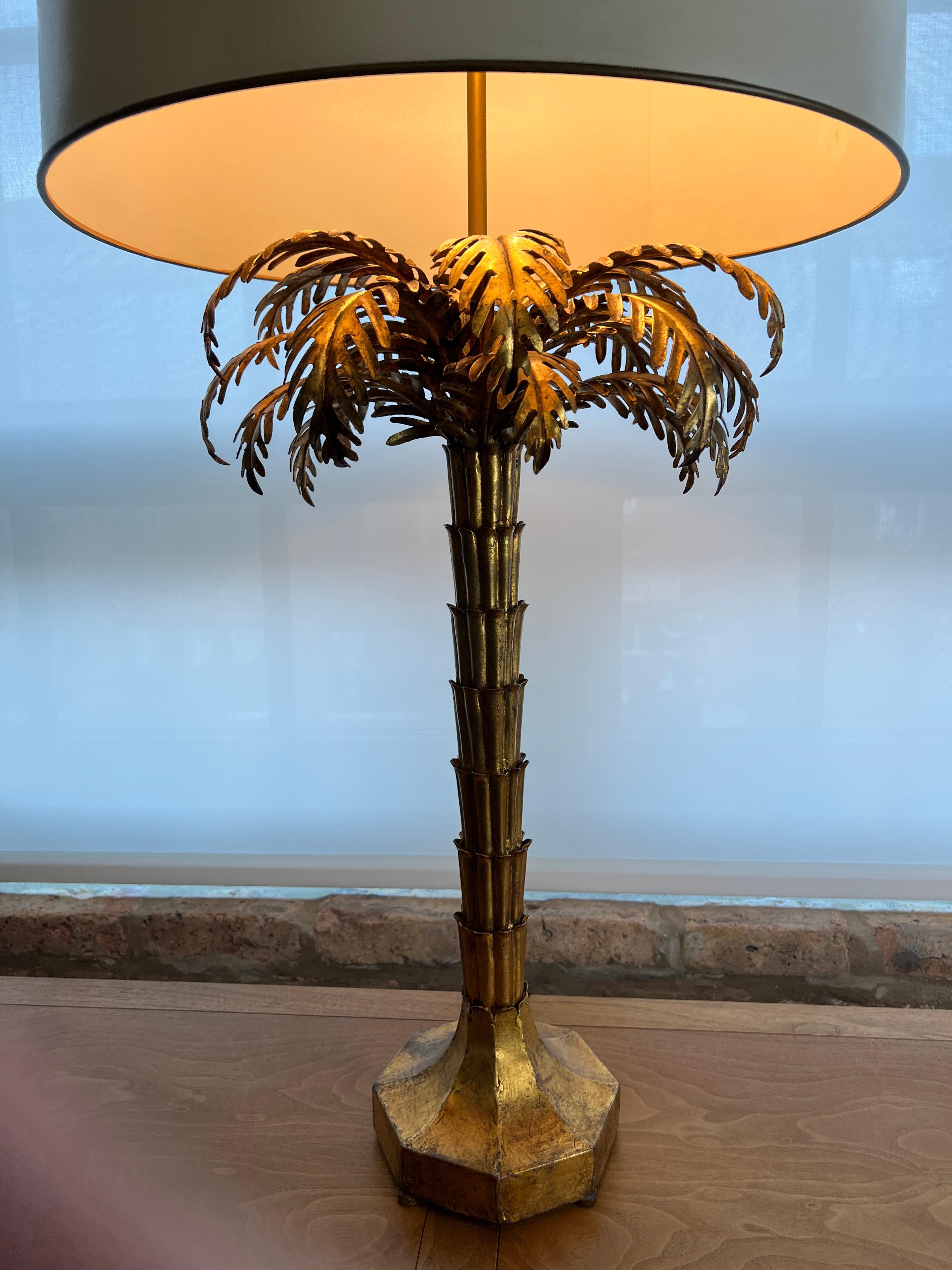 Hollywood Regency Paire de lampes en forme de palmier doré des années 1950 attribuées à Warren Kessler