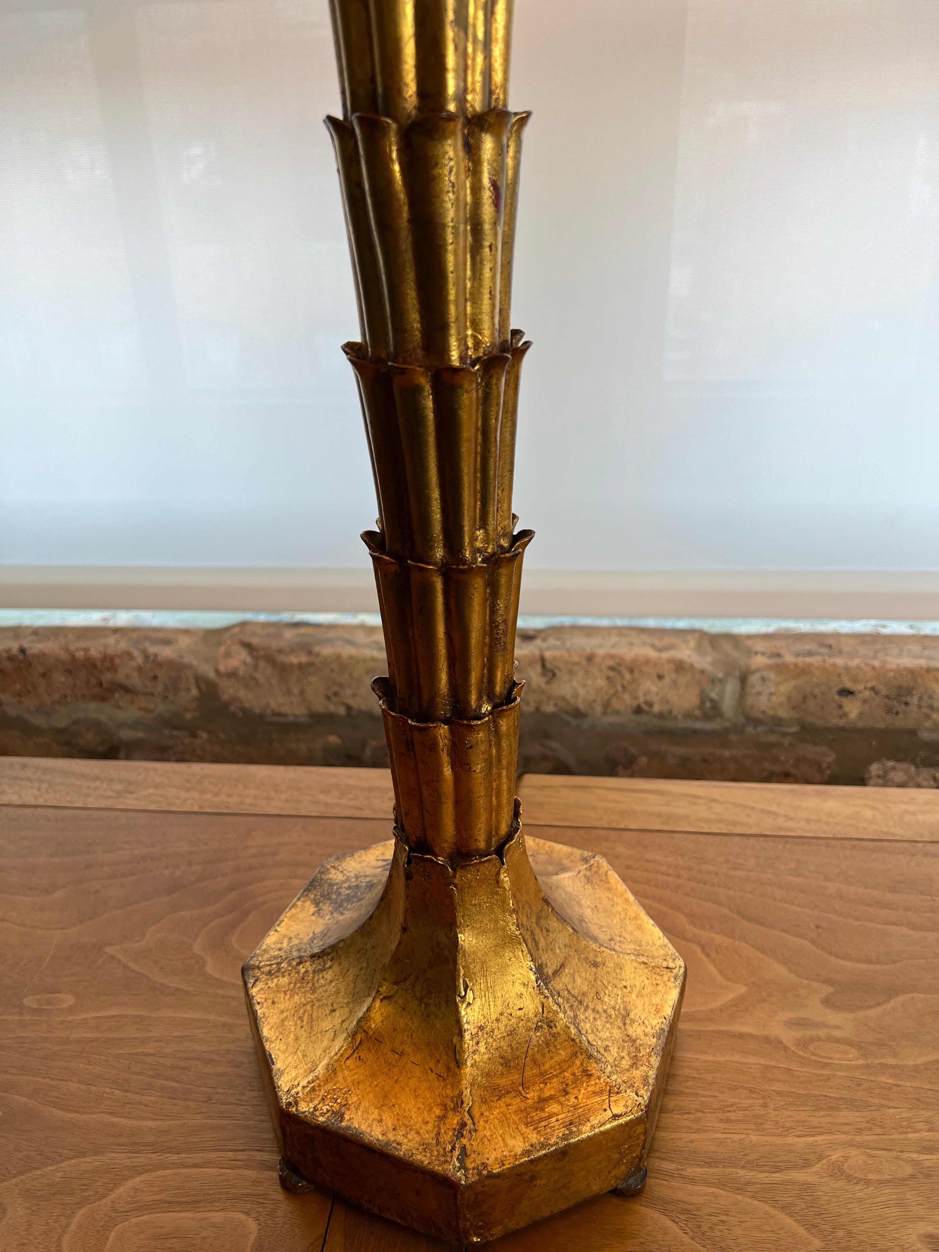 Doré Paire de lampes en forme de palmier doré des années 1950 attribuées à Warren Kessler