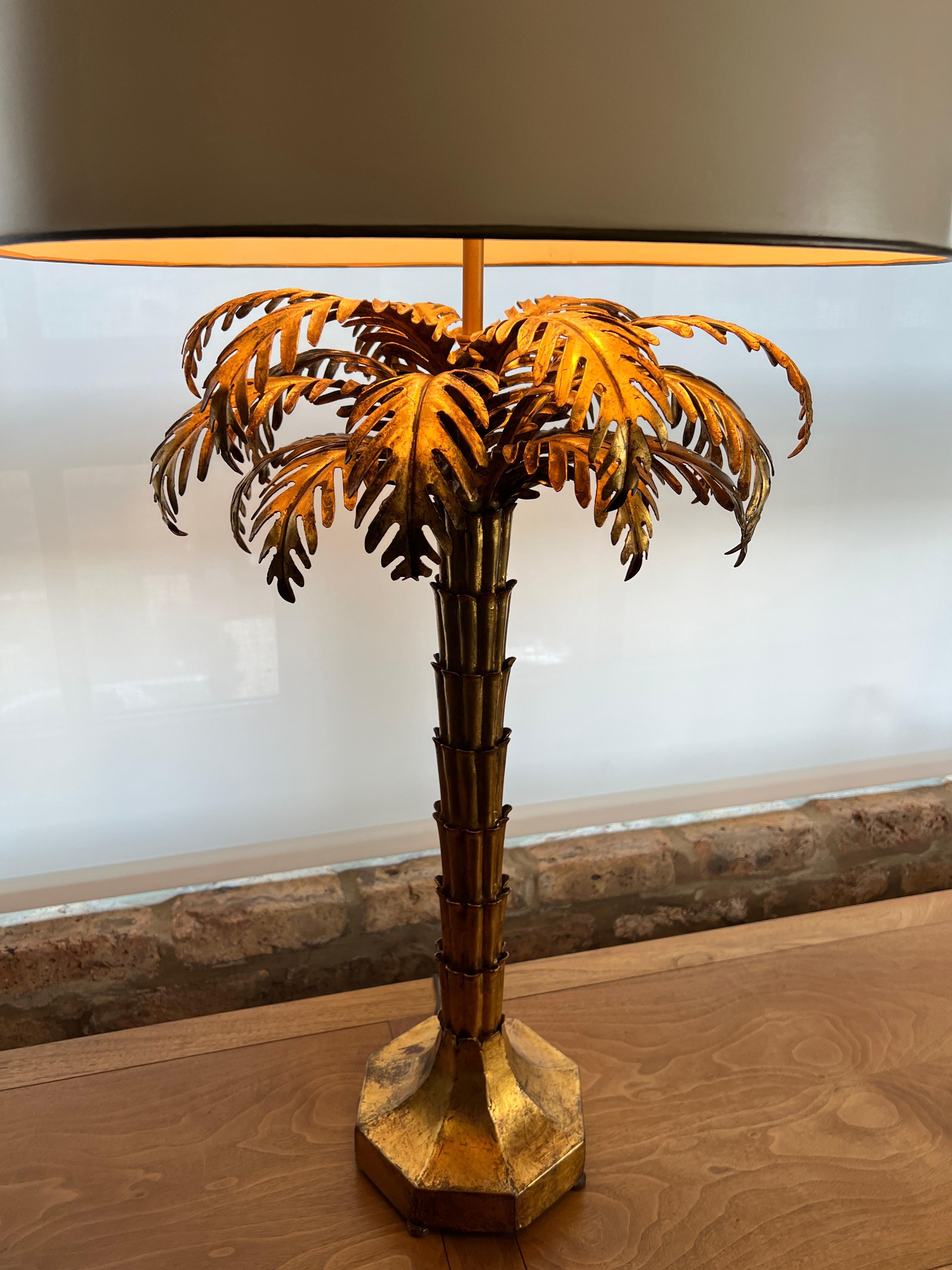Hollywood Regency Pair of 1950's Gilt Palm Tree Lamps attributed to Warren Kessler For Sale