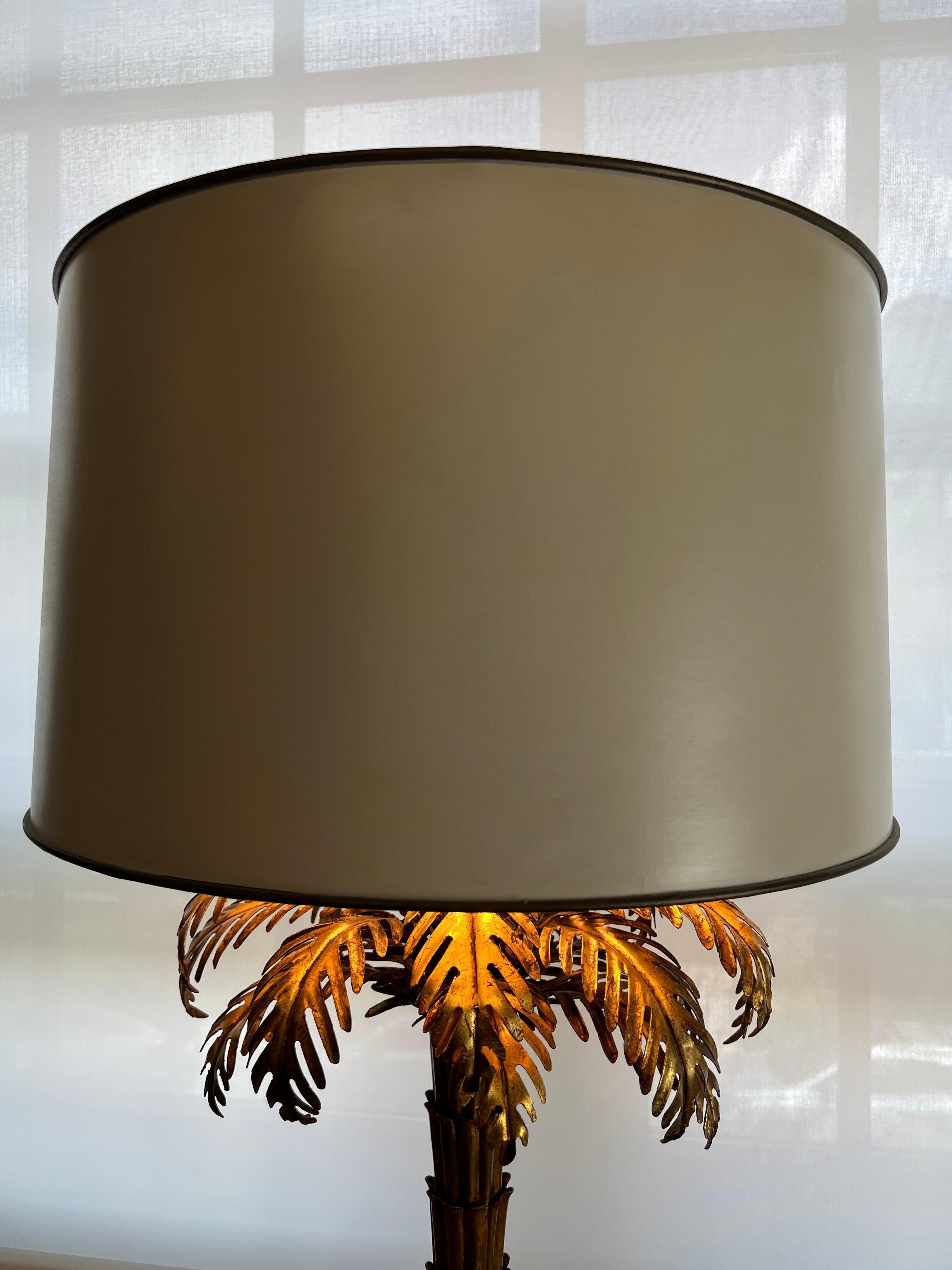 American Pair of 1950's Gilt Palm Tree Lamps attributed to Warren Kessler For Sale