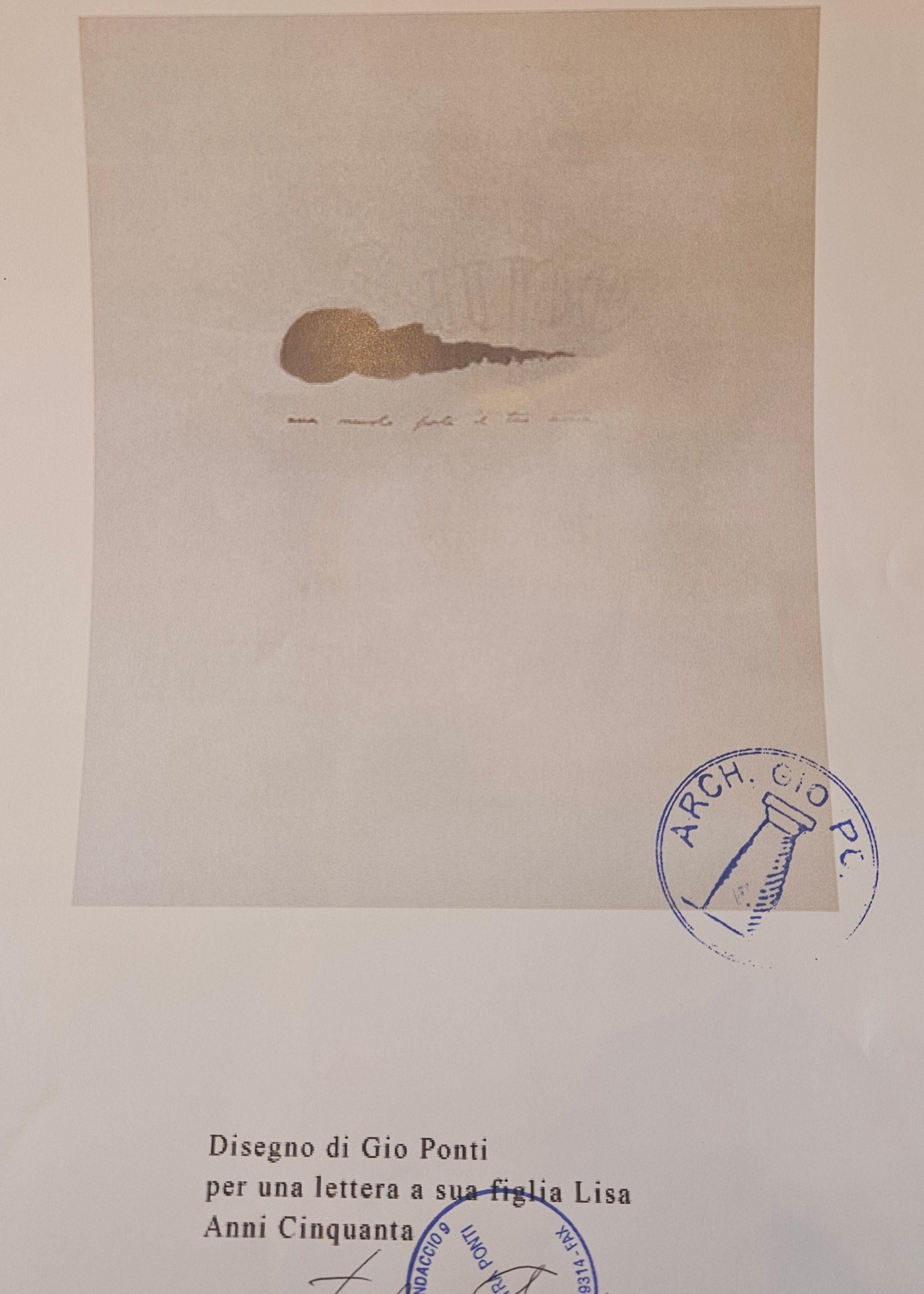 Pair of 1950s Gio Ponti Cloud Sketches im Angebot 7