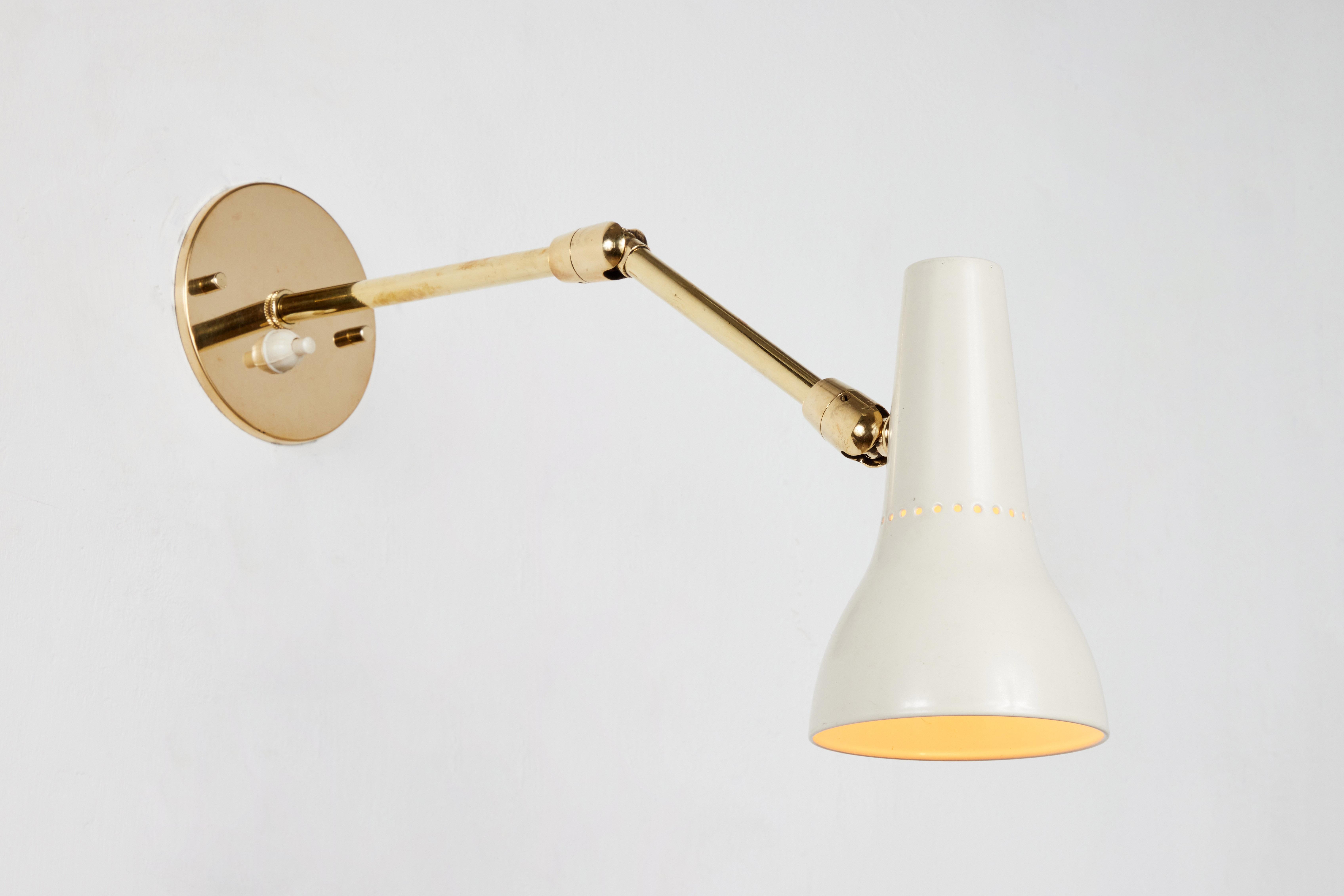 Mid-Century Modern Pair of 1950s Giuseppe Ostuni Articulating Wall Lamps for O-Luce For Sale
