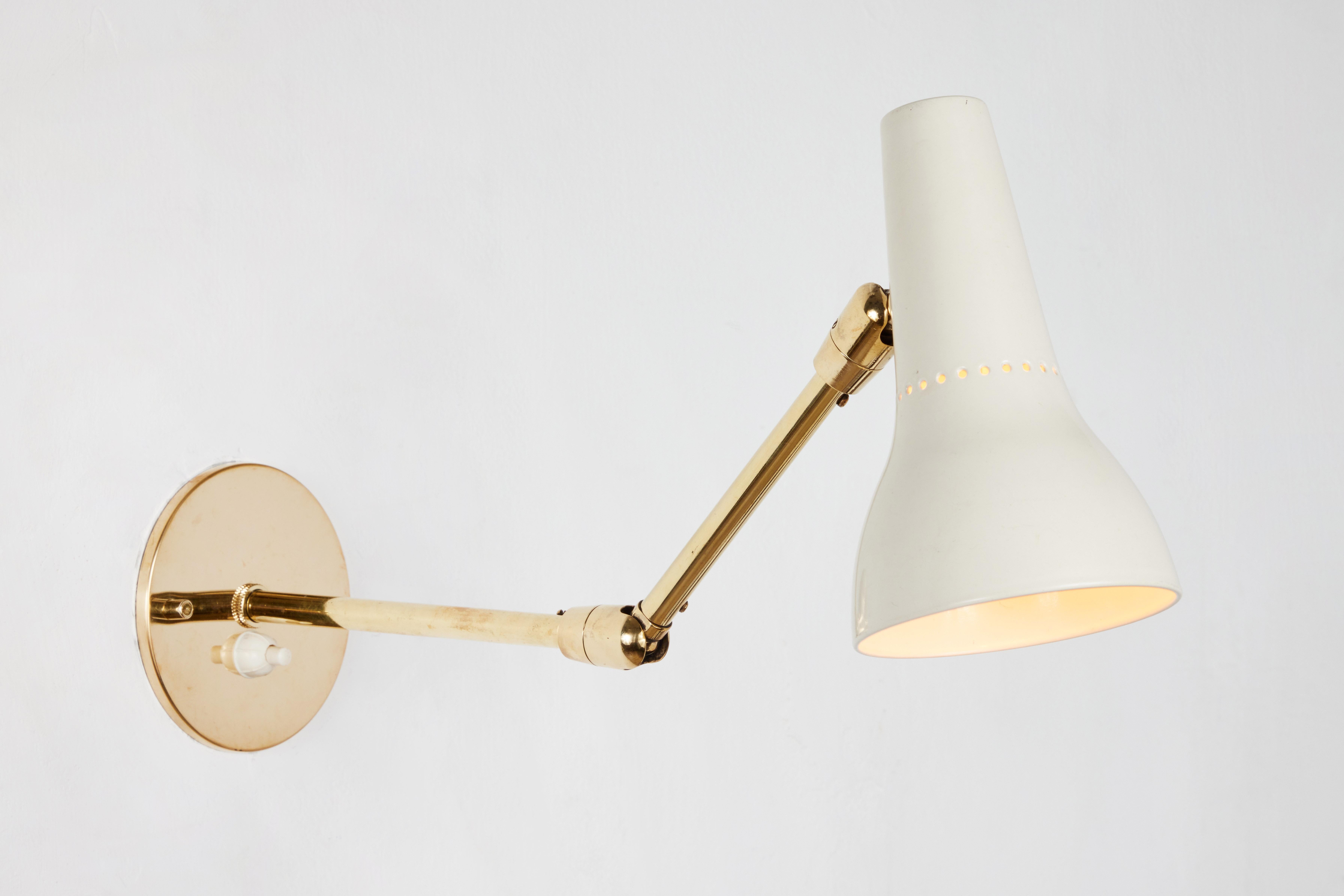 Italian Pair of 1950s Giuseppe Ostuni Articulating Wall Lamps for O-Luce For Sale