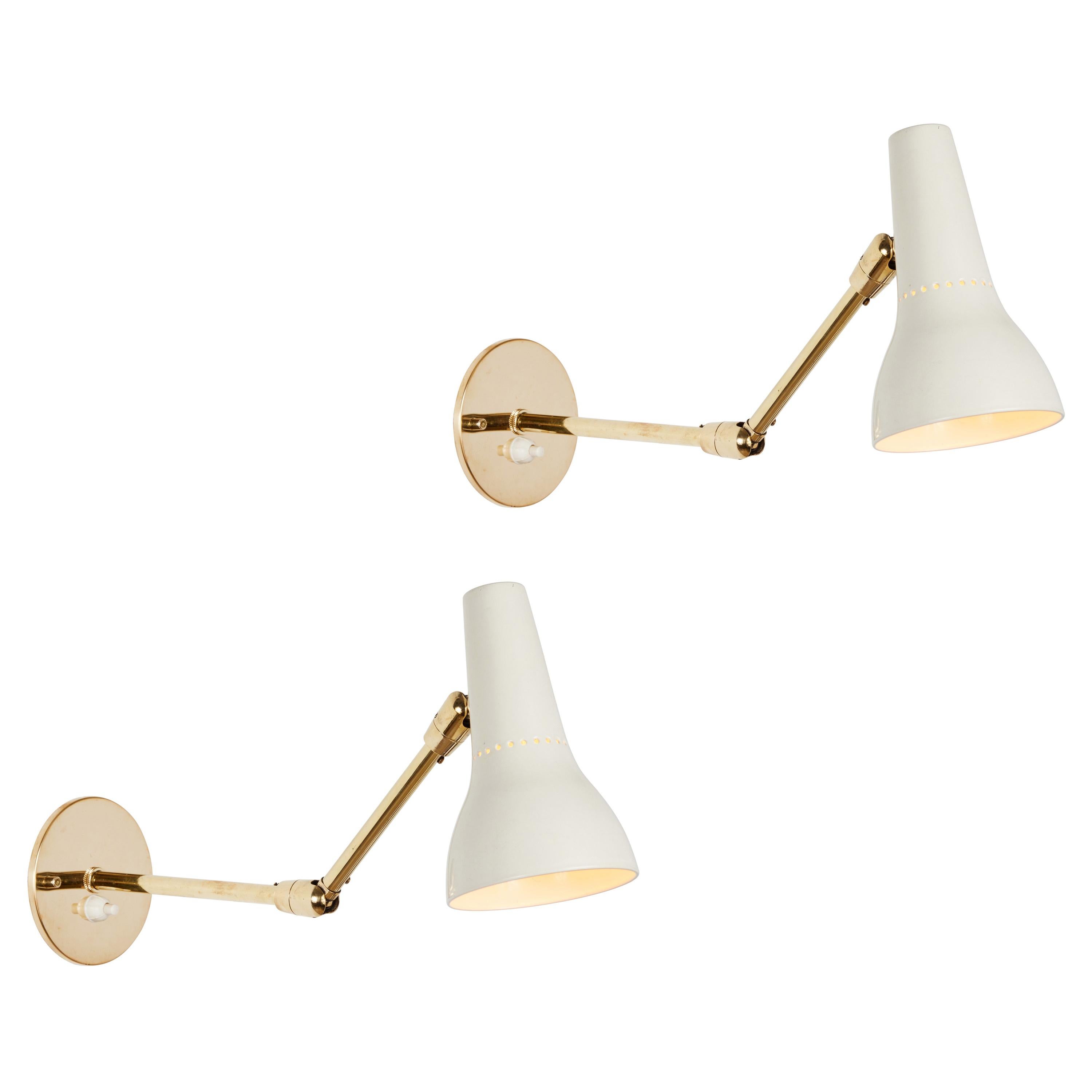 Pair of 1950s Giuseppe Ostuni Articulating Wall Lamps for O-Luce For Sale