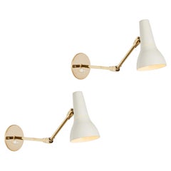 Retro Pair of 1950s Giuseppe Ostuni Articulating Wall Lamps for O-Luce