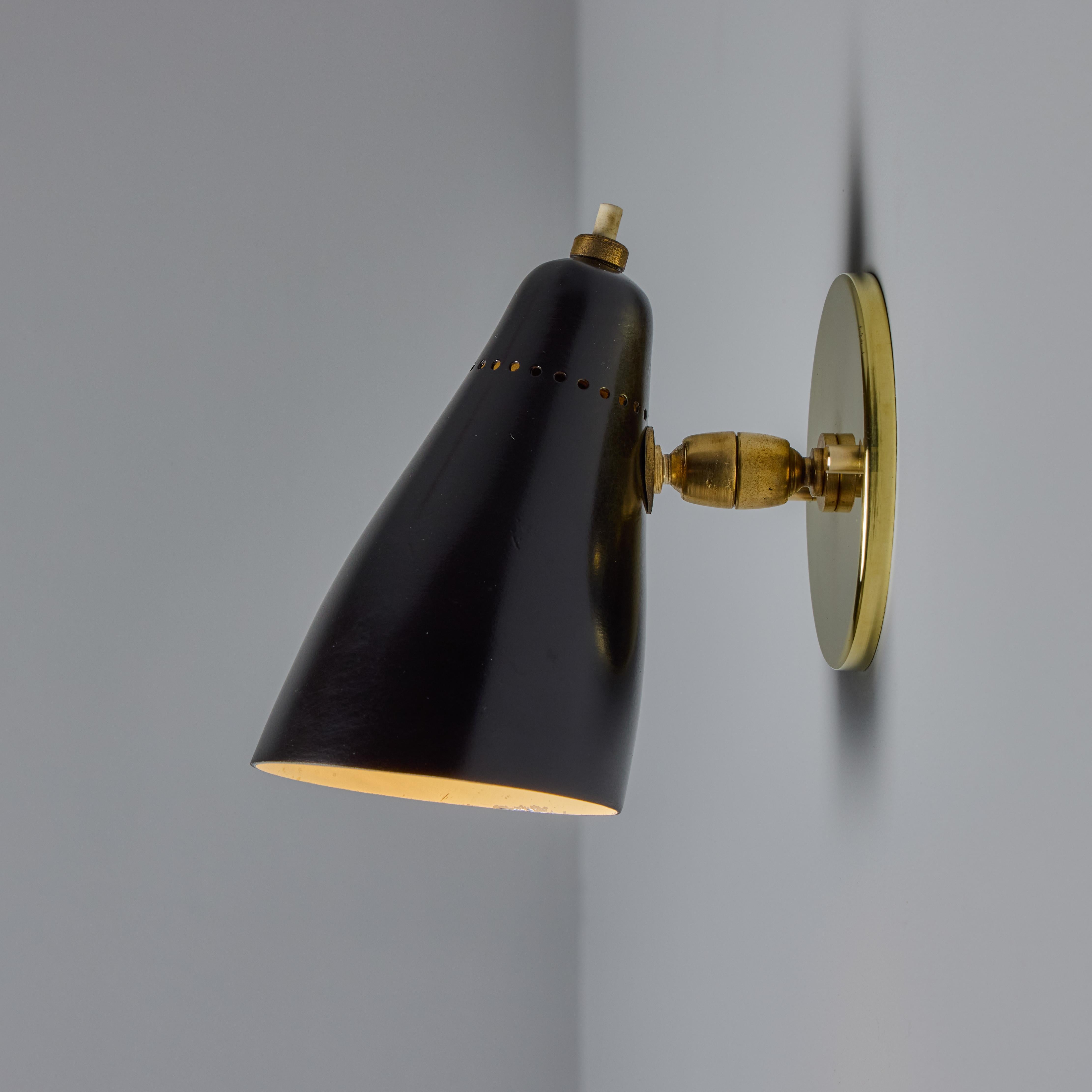Pair of 1950s Giuseppe Ostuni Model #101 Black Articulating Sconces for O-Luce For Sale 3