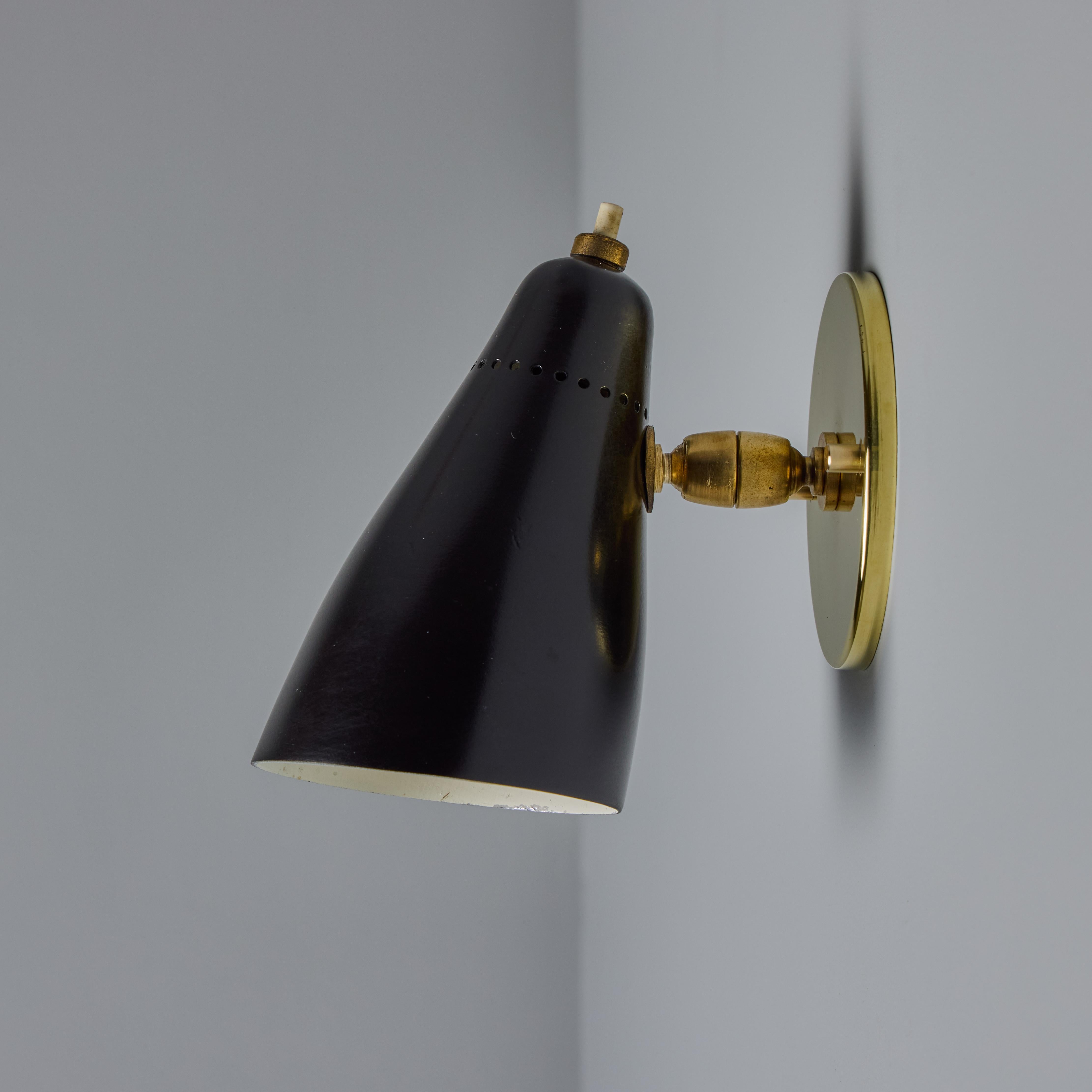 Pair of 1950s Giuseppe Ostuni Model #101 Black Articulating Sconces for O-Luce For Sale 4