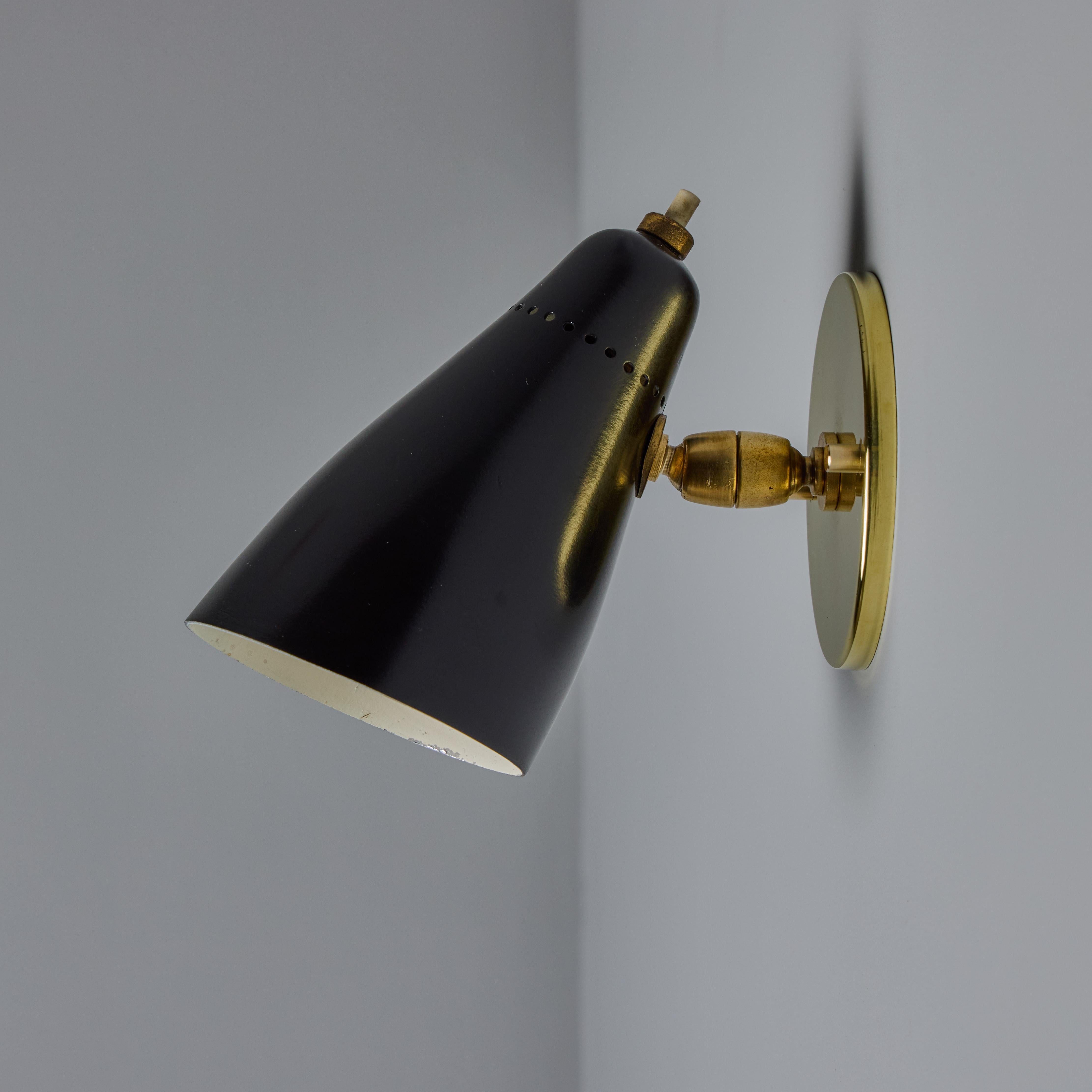 Pair of 1950s Giuseppe Ostuni Model #101 Black Articulating Sconces for O-Luce For Sale 5