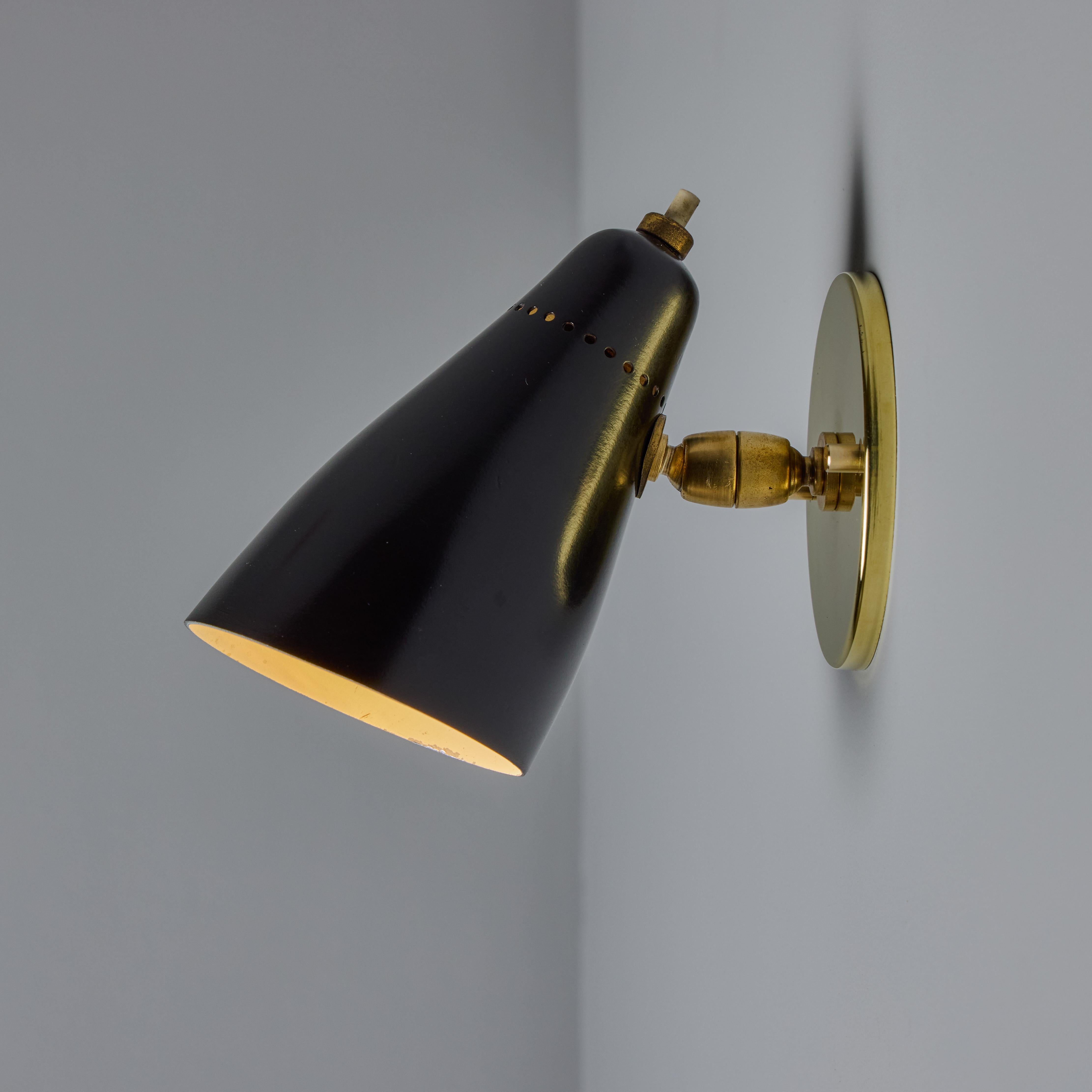 Pair of 1950s Giuseppe Ostuni Model #101 Black Articulating Sconces for O-Luce For Sale 6