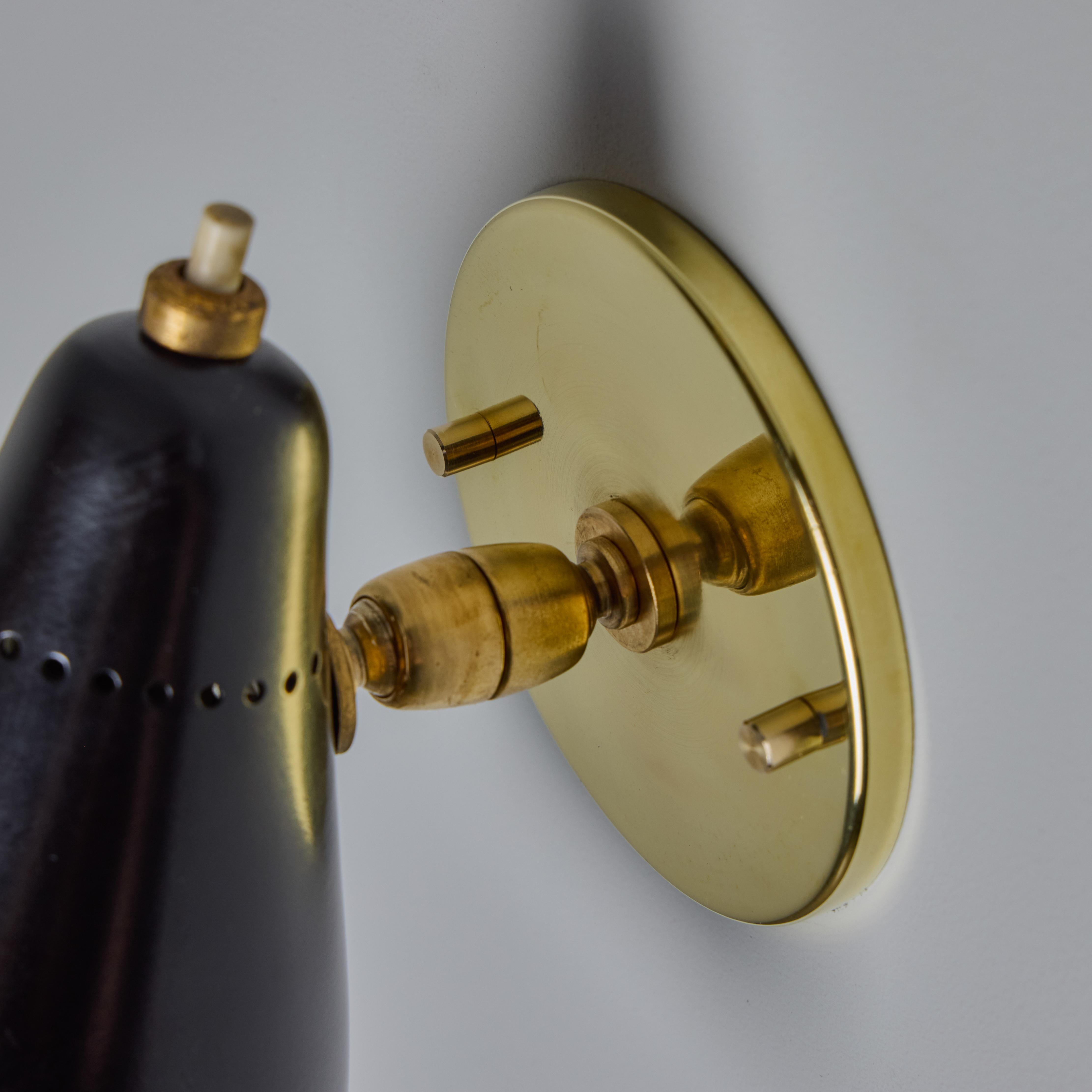 Pair of 1950s Giuseppe Ostuni Model #101 Black Articulating Sconces for O-Luce For Sale 8