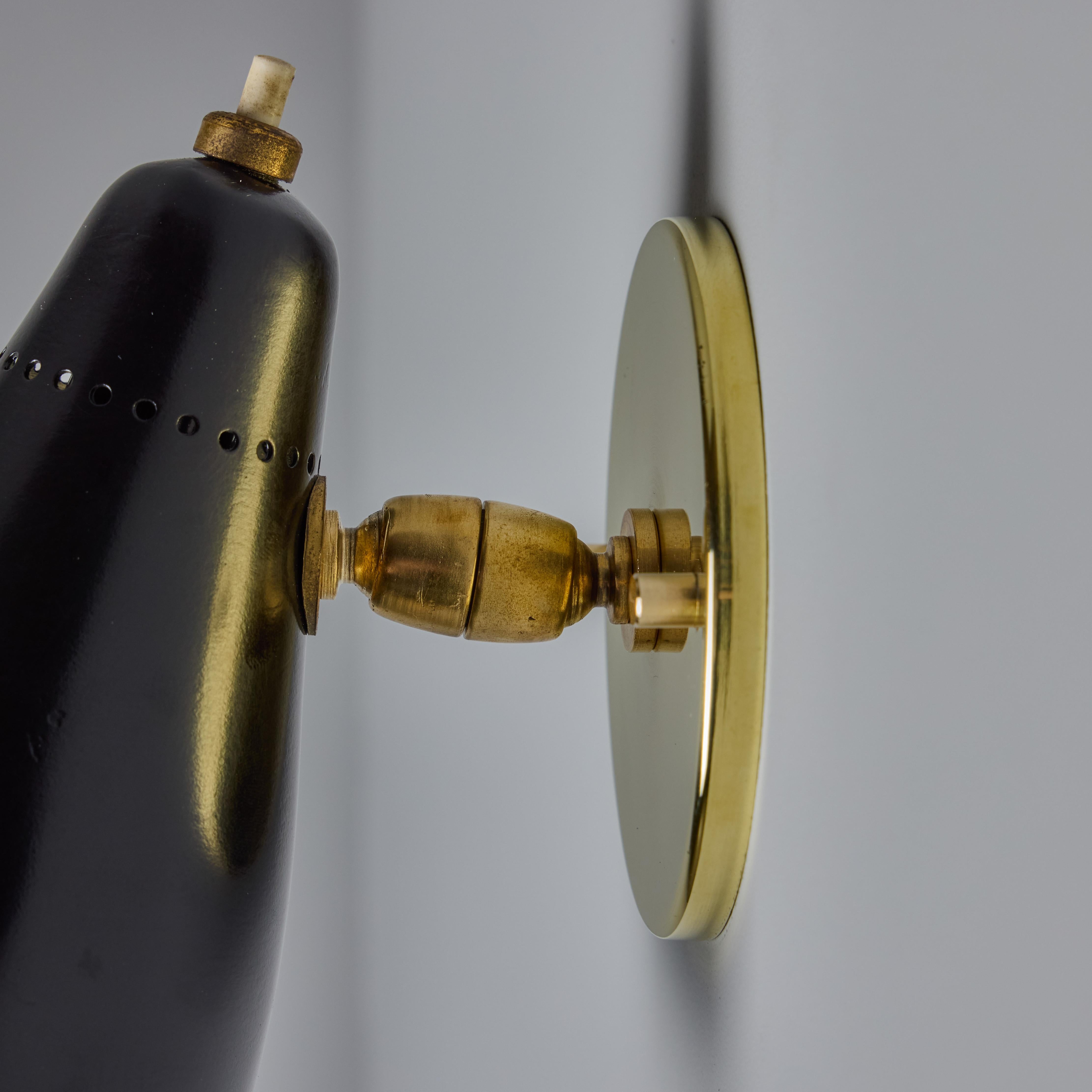 Pair of 1950s Giuseppe Ostuni Model #101 Black Articulating Sconces for O-Luce For Sale 9