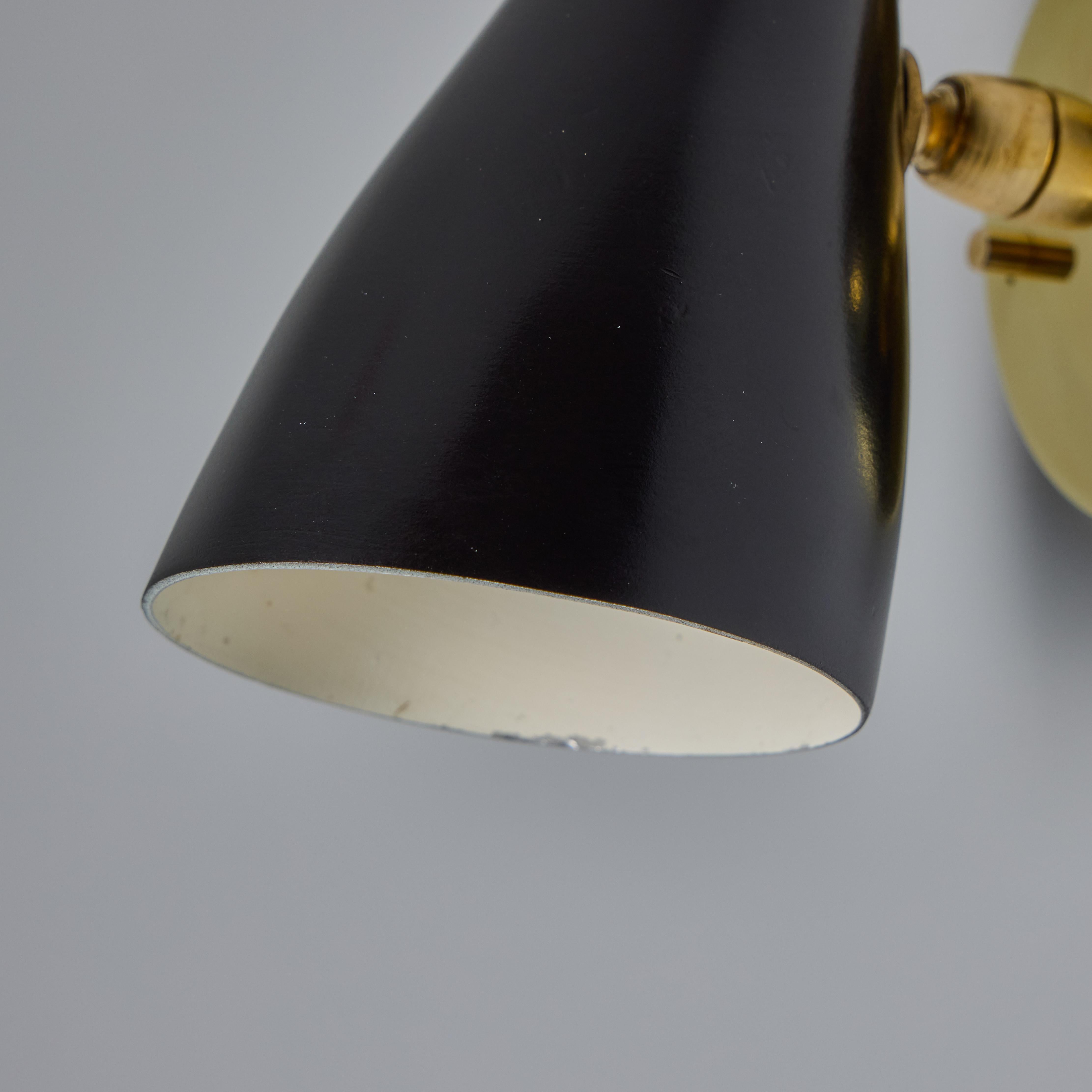 Pair of 1950s Giuseppe Ostuni Model #101 Black Articulating Sconces for O-Luce For Sale 10