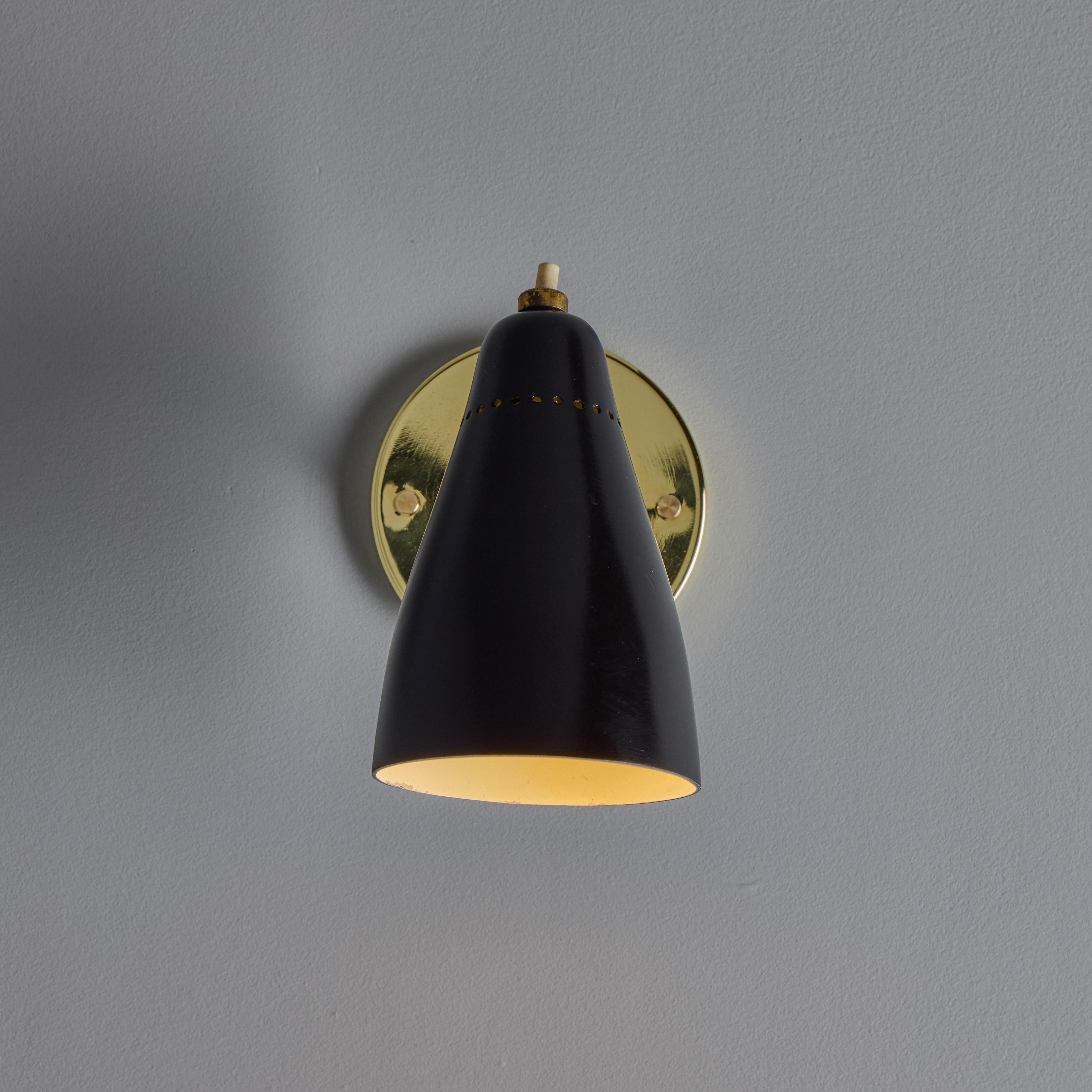 Italian Pair of 1950s Giuseppe Ostuni Model #101 Black Articulating Sconces for O-Luce For Sale