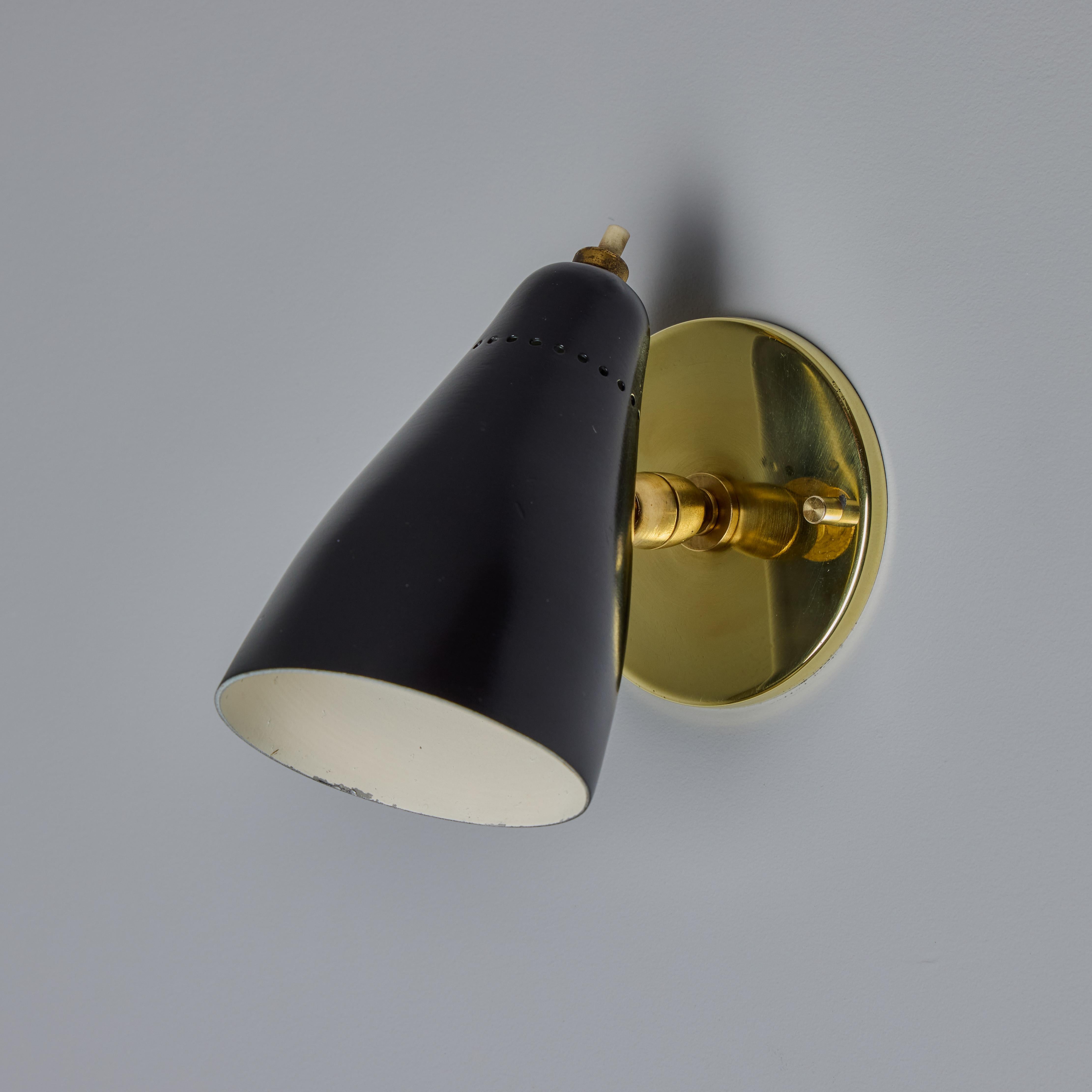 Mid-20th Century Pair of 1950s Giuseppe Ostuni Model #101 Black Articulating Sconces for O-Luce For Sale