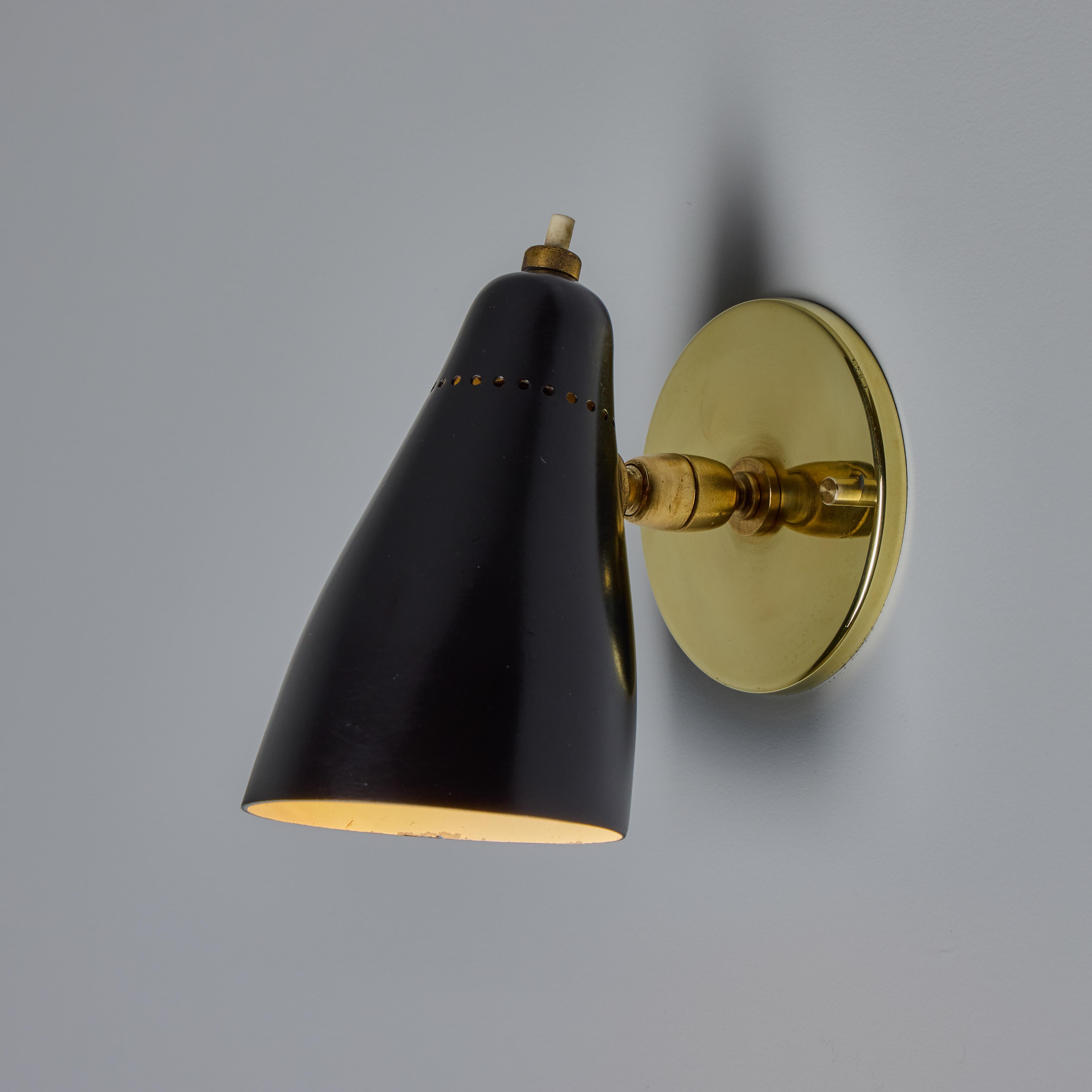 Pair of 1950s Giuseppe Ostuni Model #101 Black Articulating Sconces for O-Luce For Sale 1